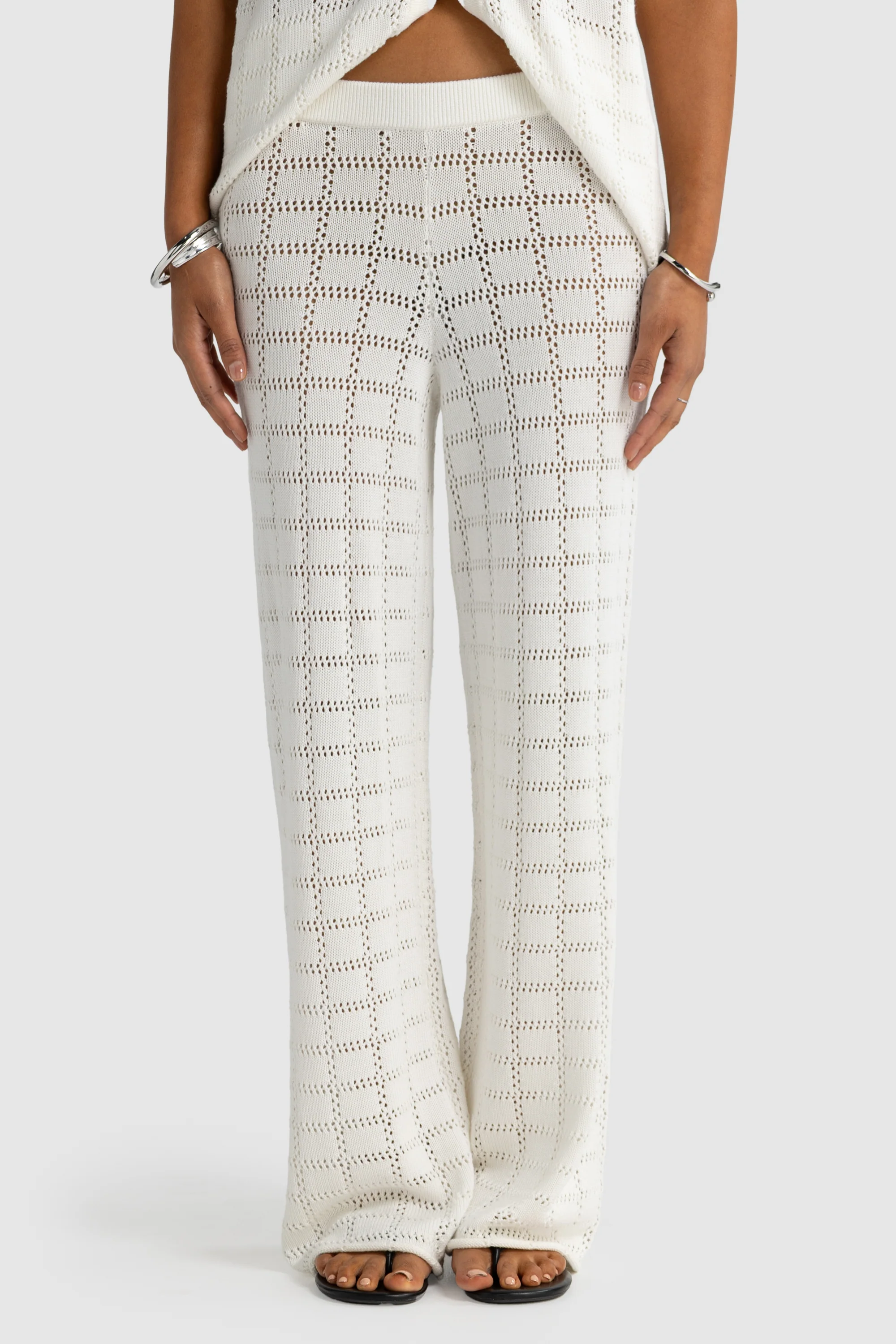 Melia Geo Knit Pants Chalk - Image 3