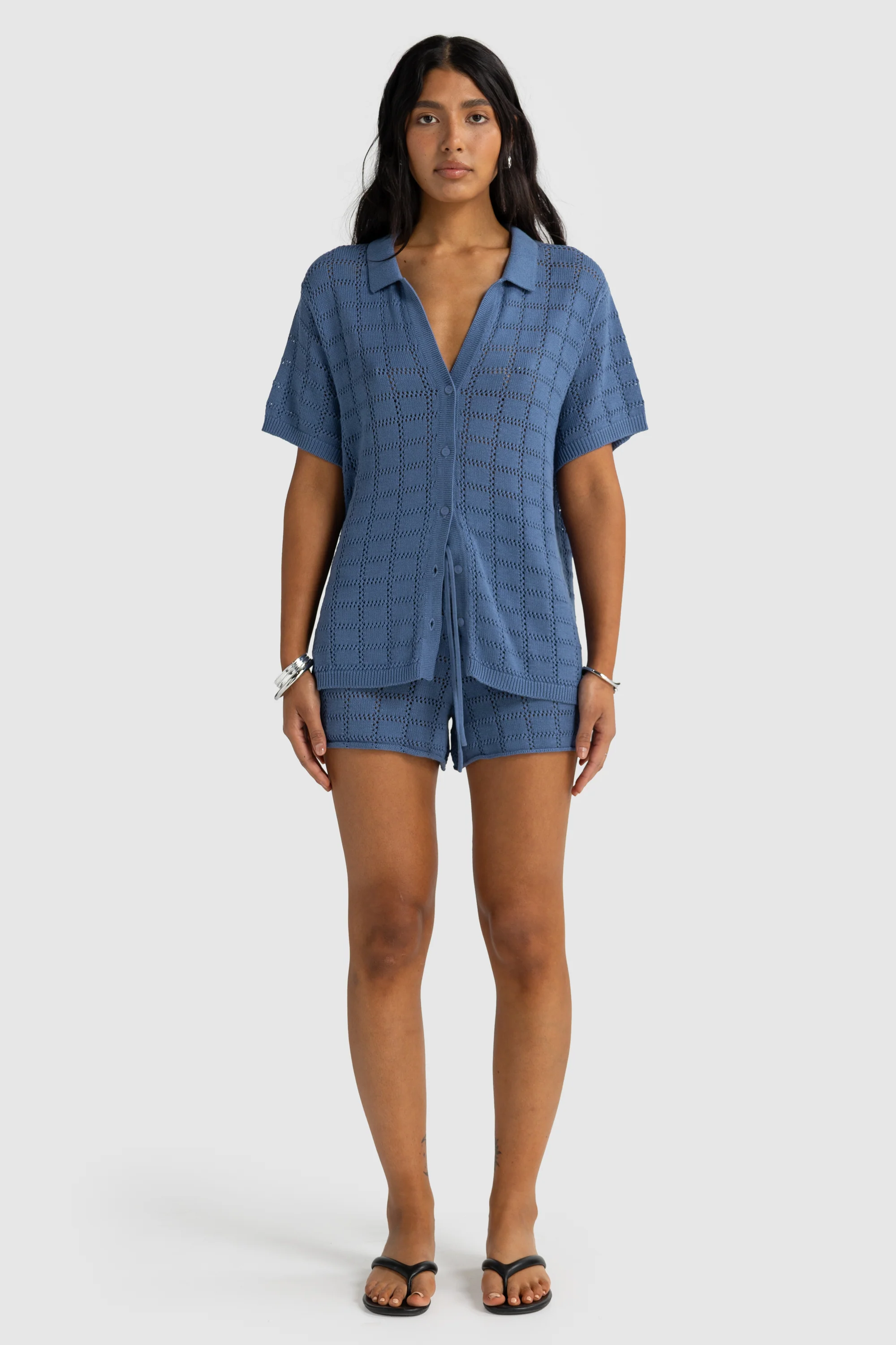 Melia Geo Knit Shirt Harbour Blue - Image 6