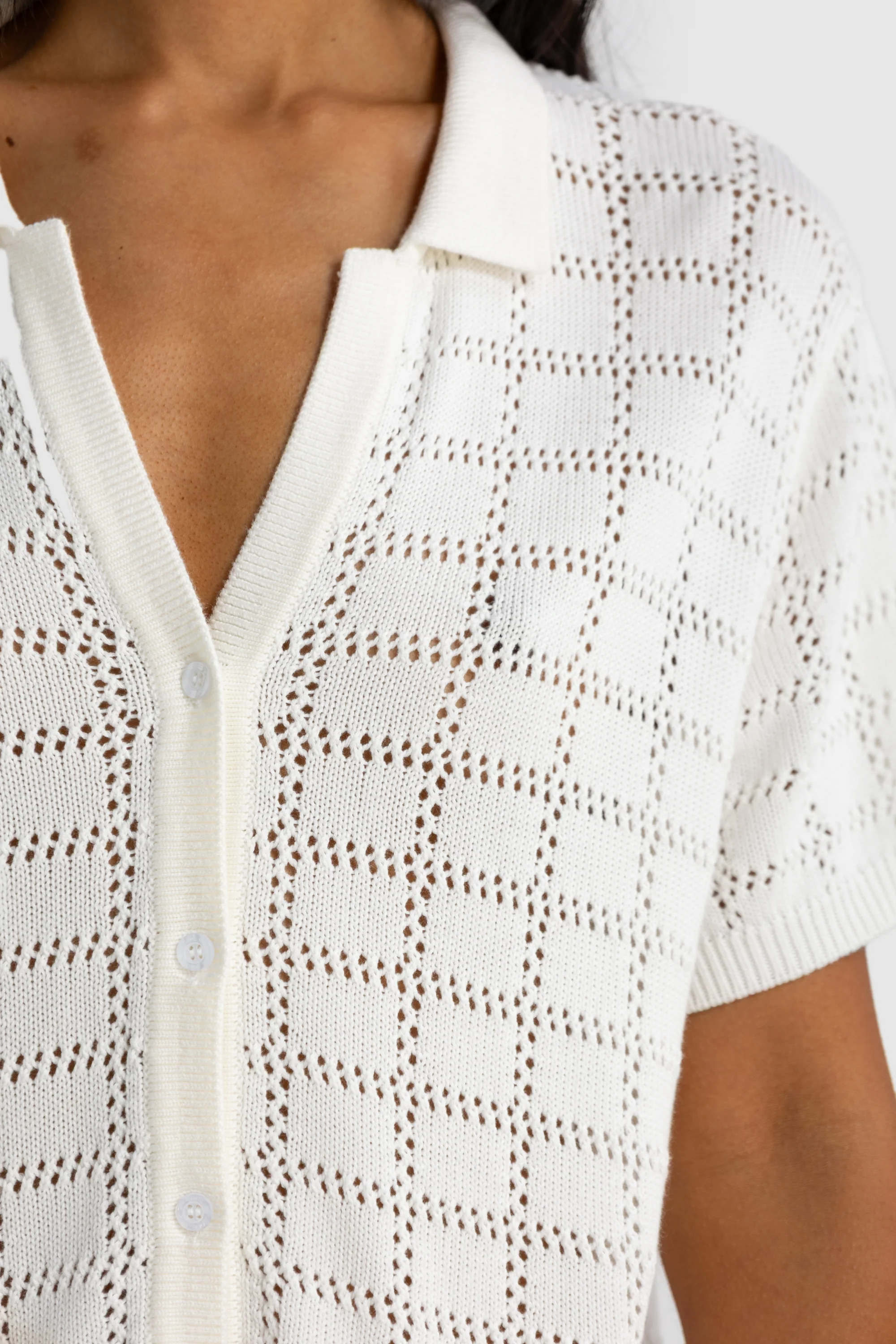 Melia Geo Knit Shirt Chalk - Image 4
