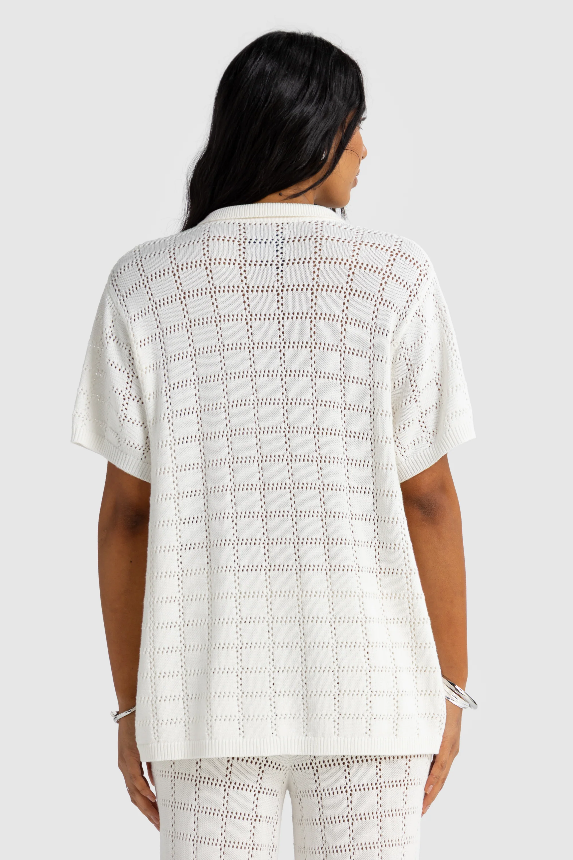 Melia Geo Knit Shirt Chalk - Image 5