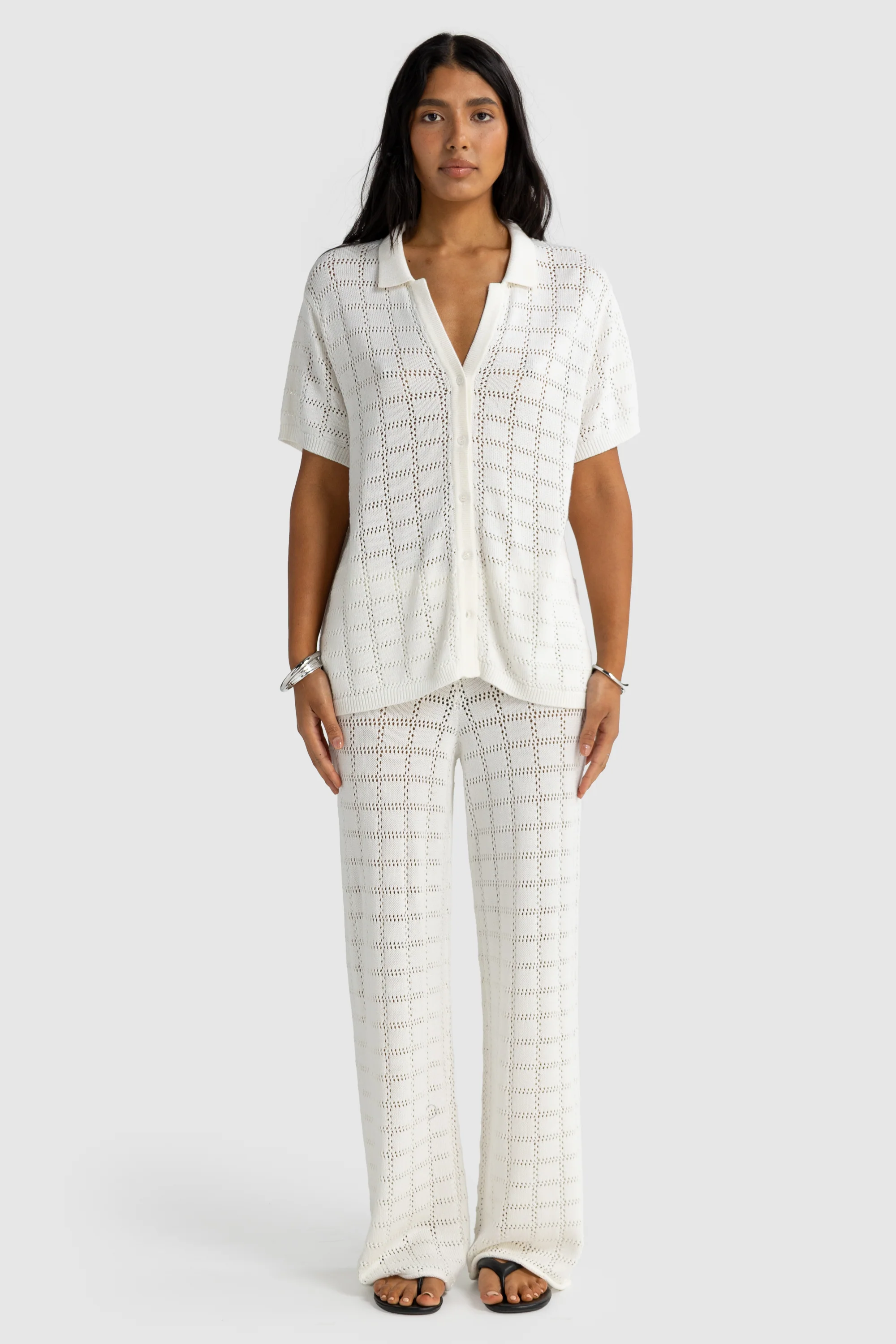 Melia Geo Knit Shirt Chalk - Image 6