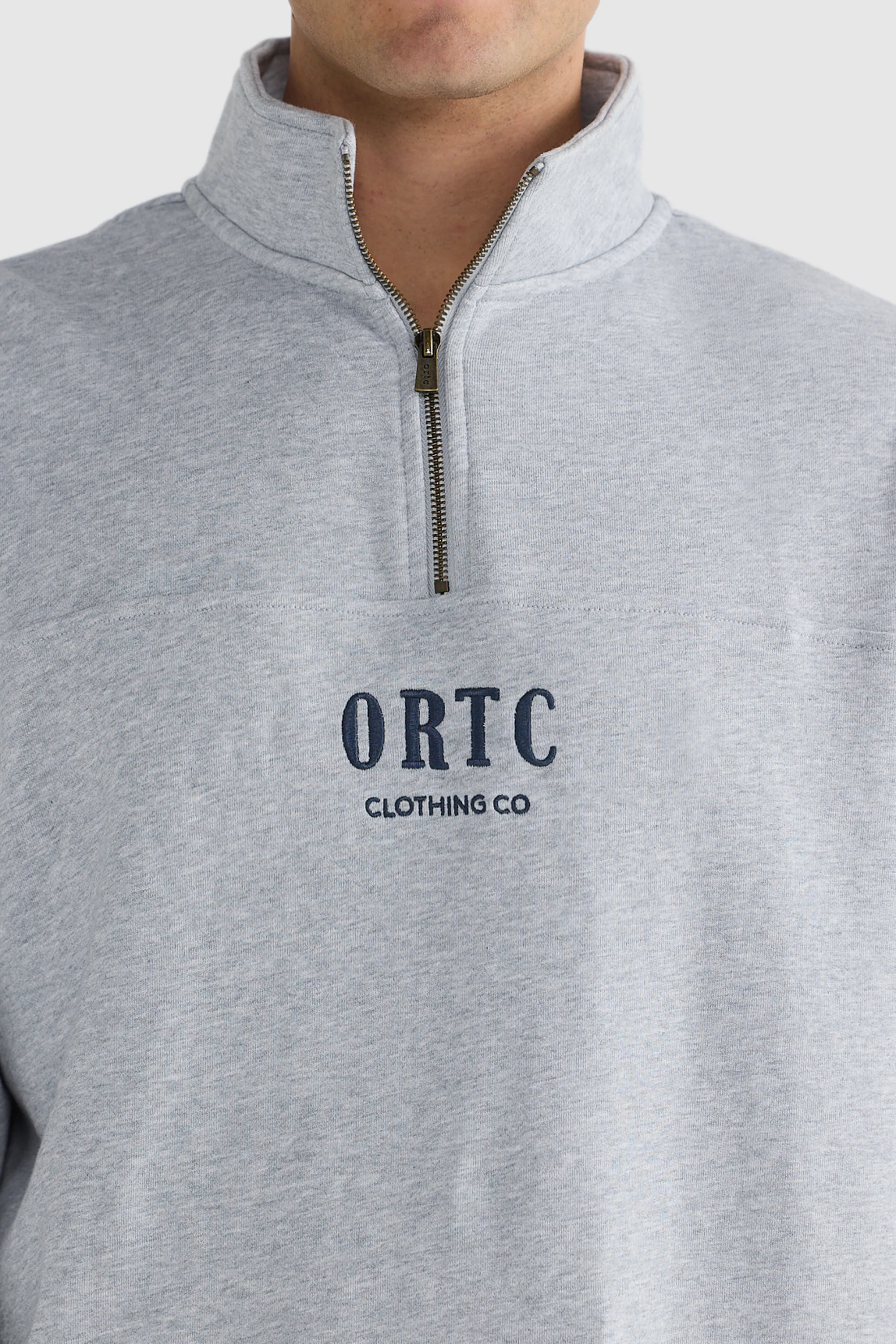 Oversized Logo Quarter Zip Grey Marle - Image 2