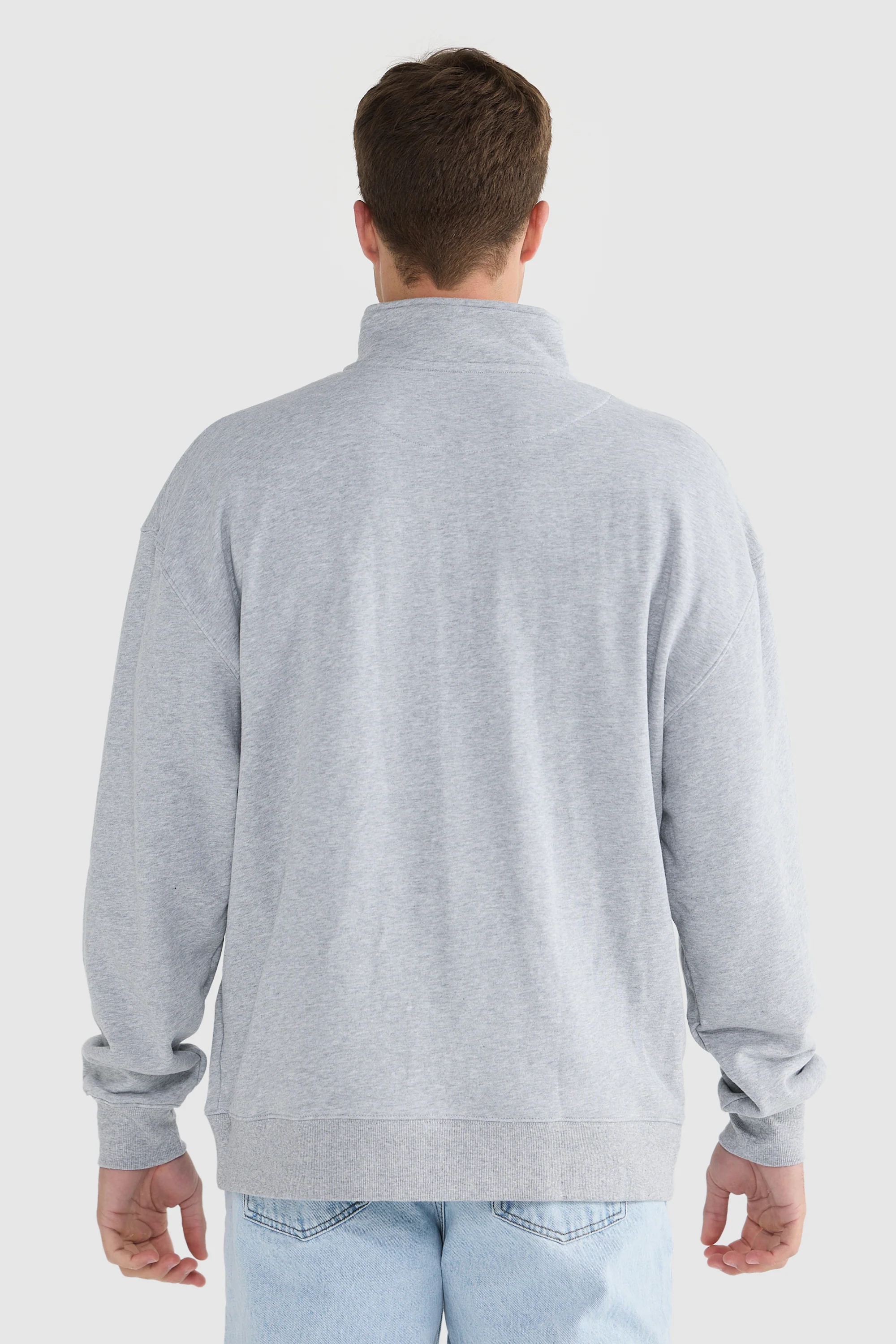 Oversized Logo Quarter Zip Grey Marle - Image 4