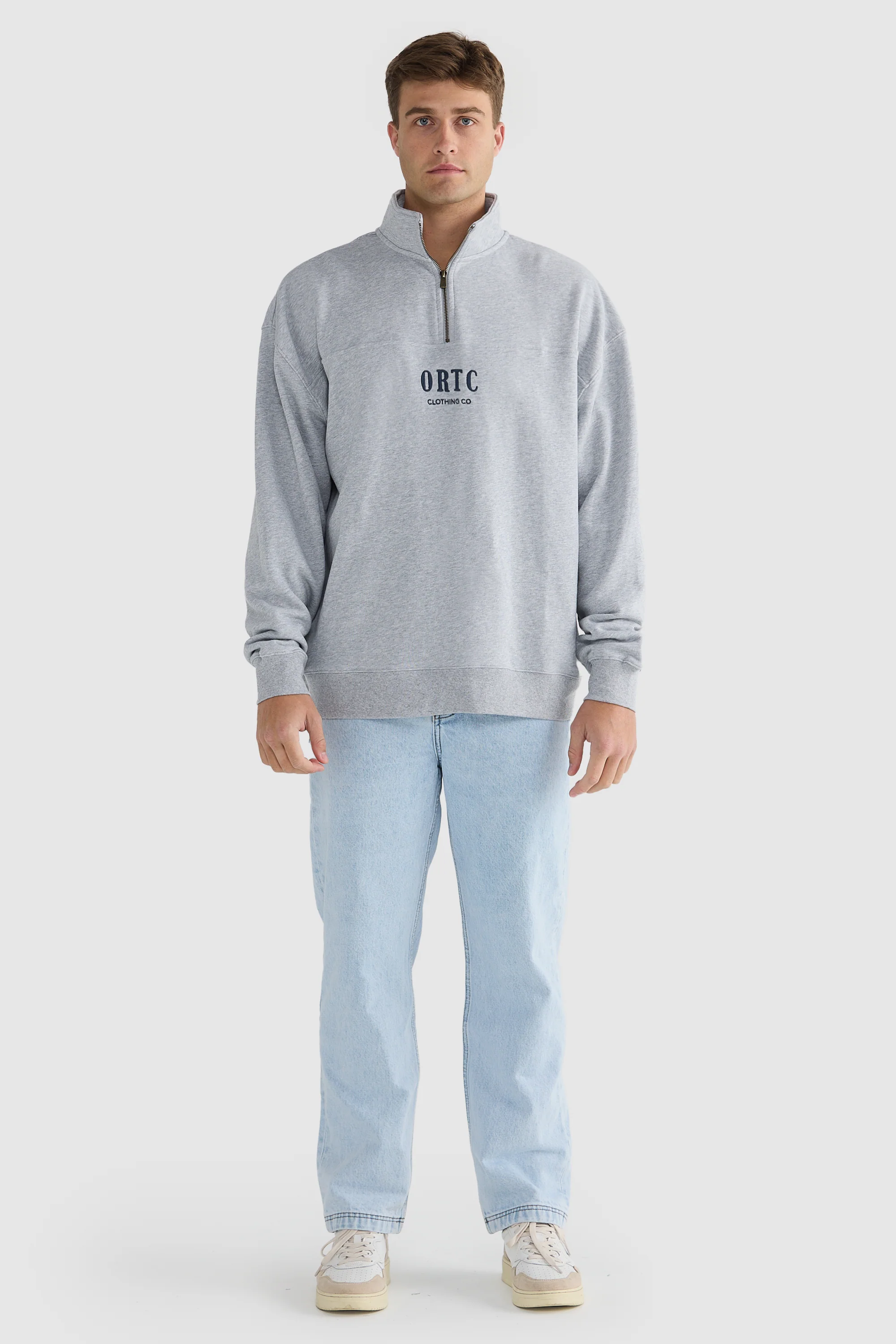 Oversized Logo Quarter Zip Grey Marle - Image 5