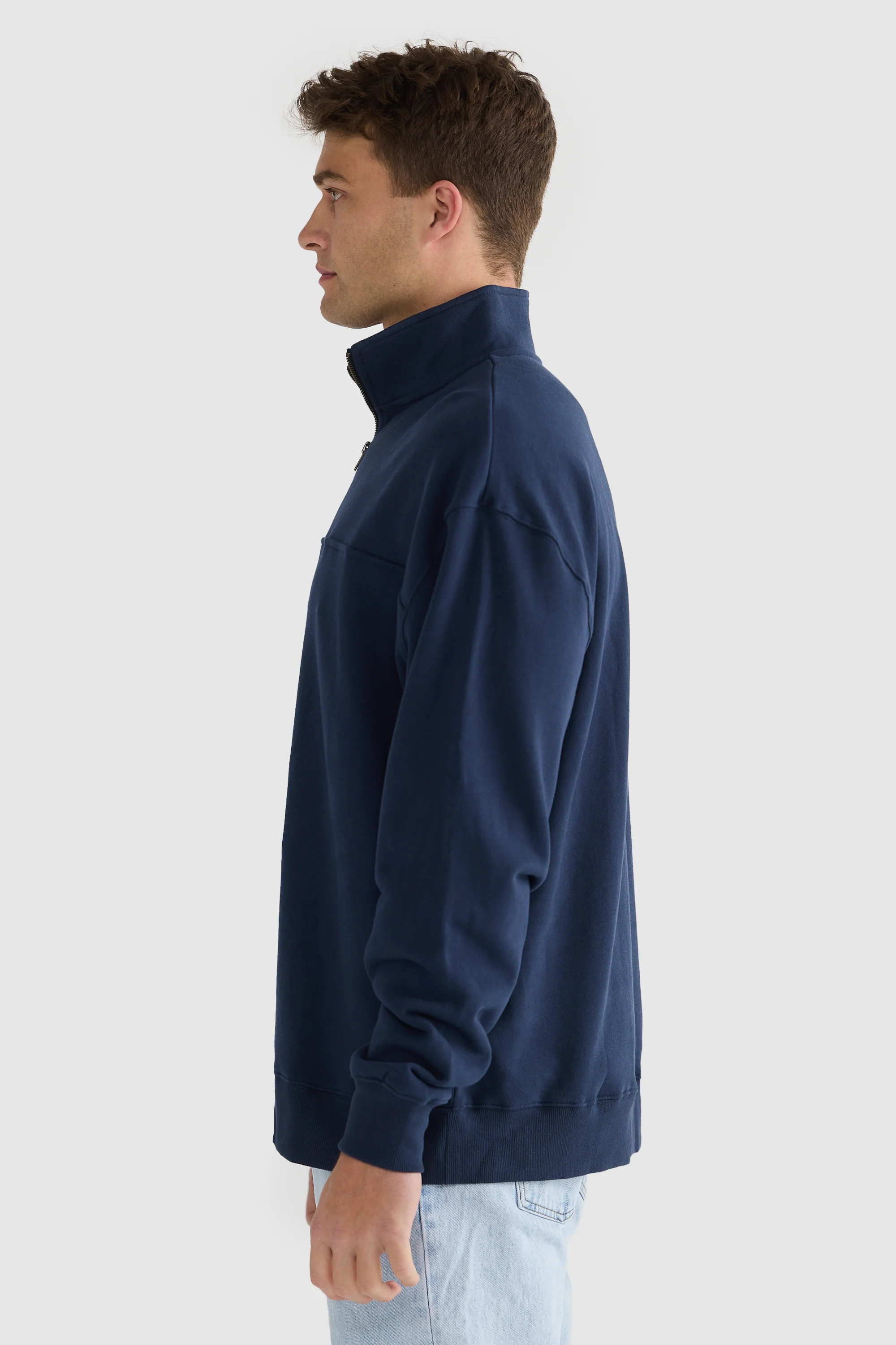 Oversized Logo Quarter Zip Navy - Image 3