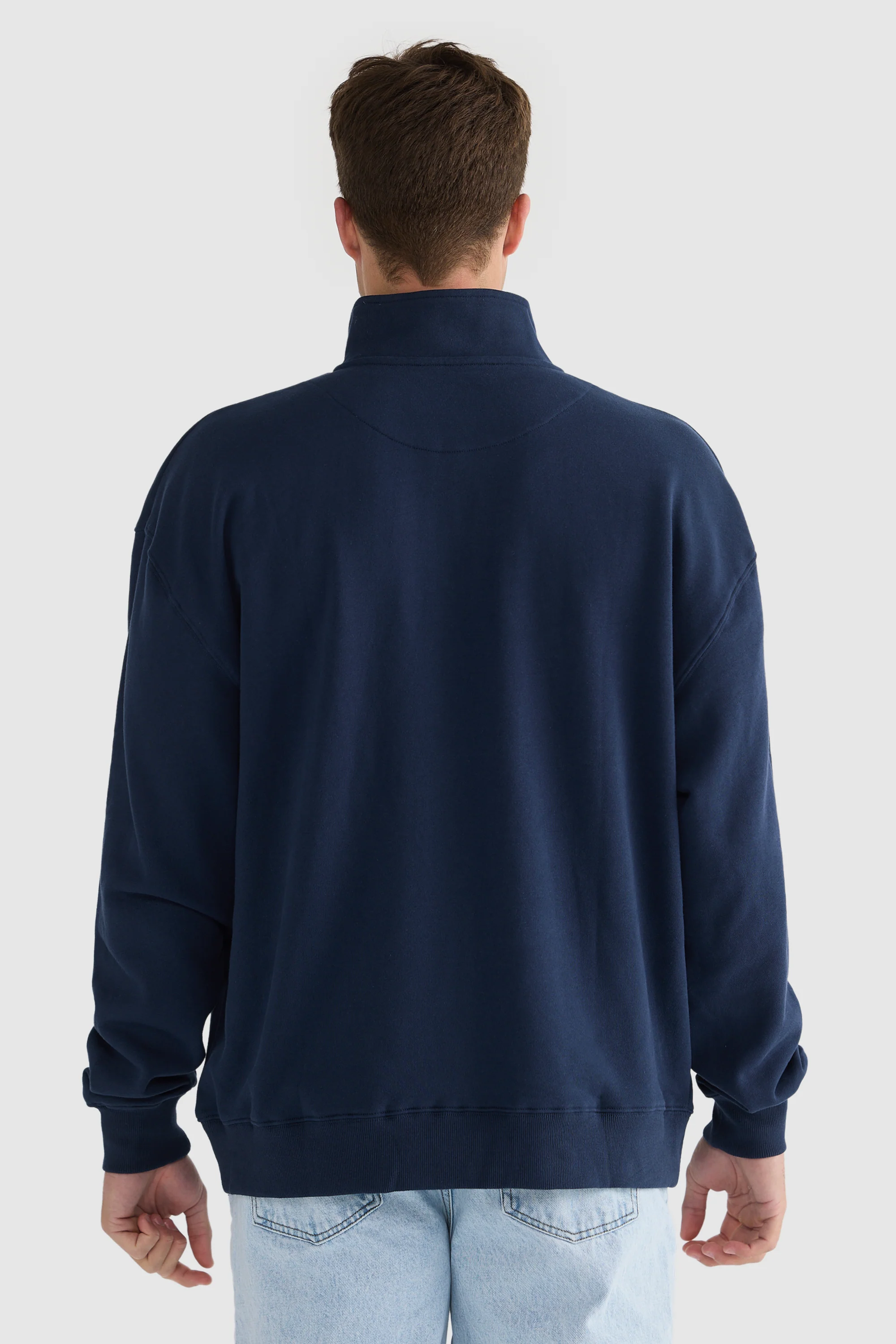 Oversized Logo Quarter Zip Navy - Image 4