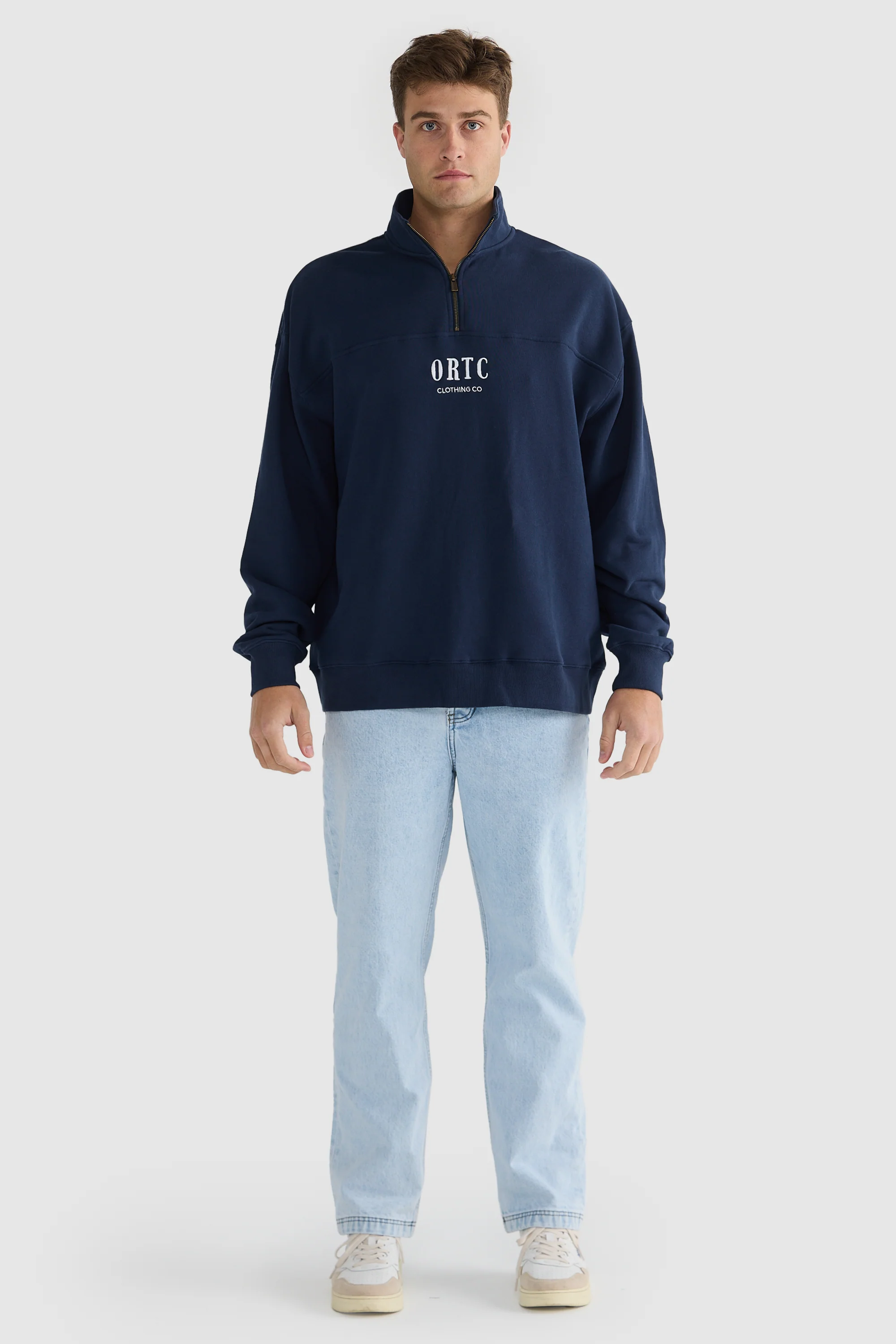 Oversized Logo Quarter Zip Navy - Image 5