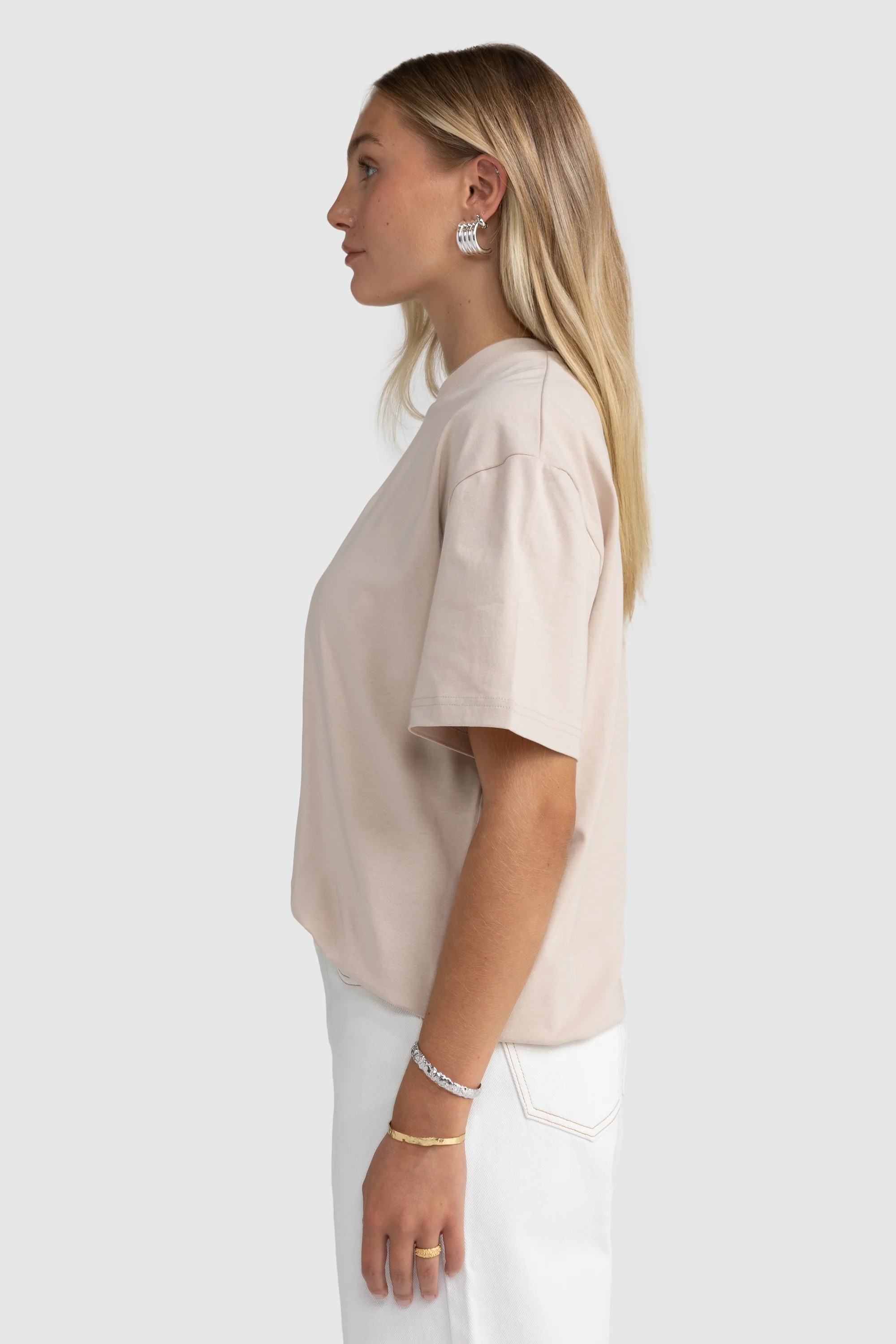 Oversized Logo T Shirt Bone - Image 4