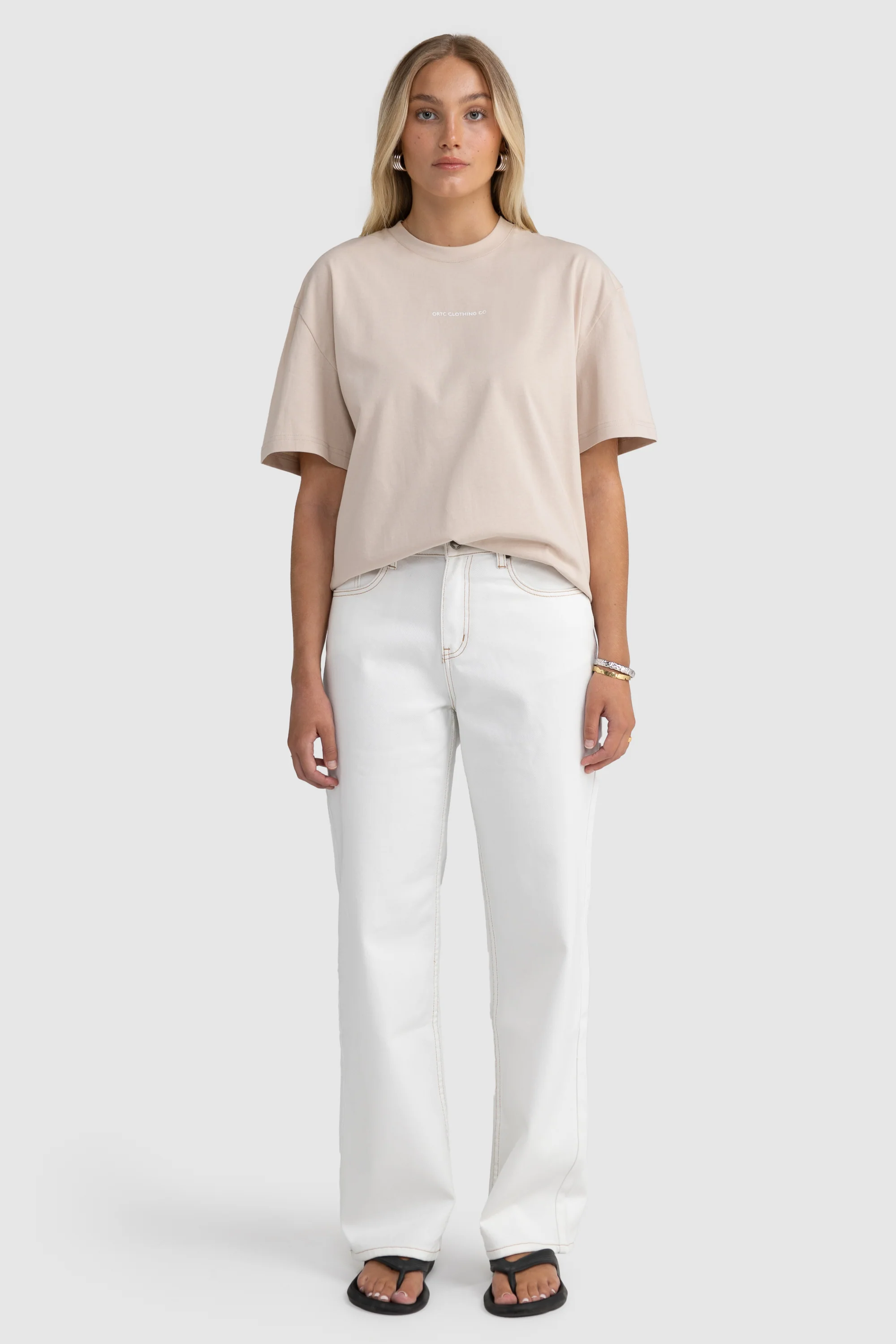 Oversized Logo T Shirt Bone - Image 6