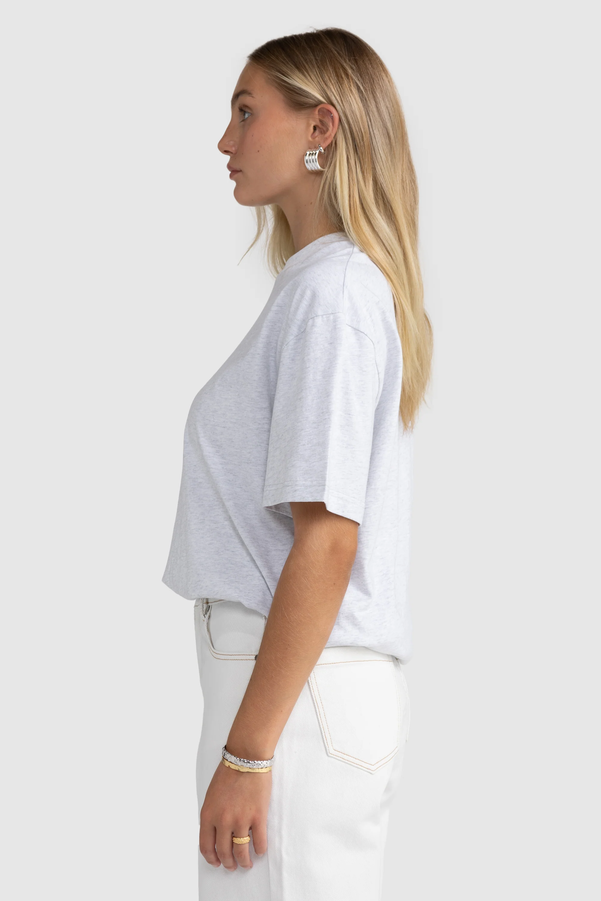 Oversized Logo T Shirt White Marle - Image 3