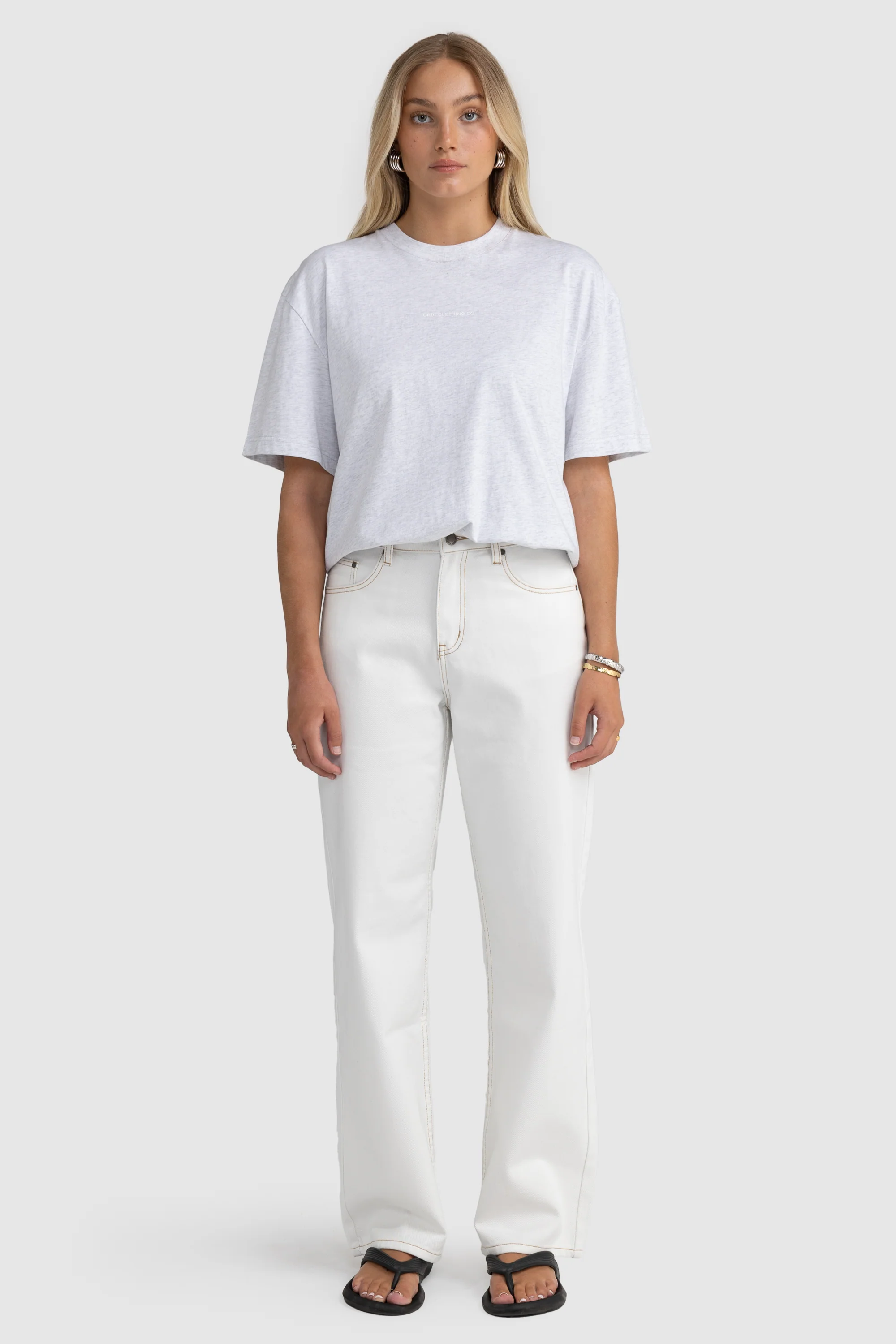 Oversized Logo T Shirt White Marle - Image 5