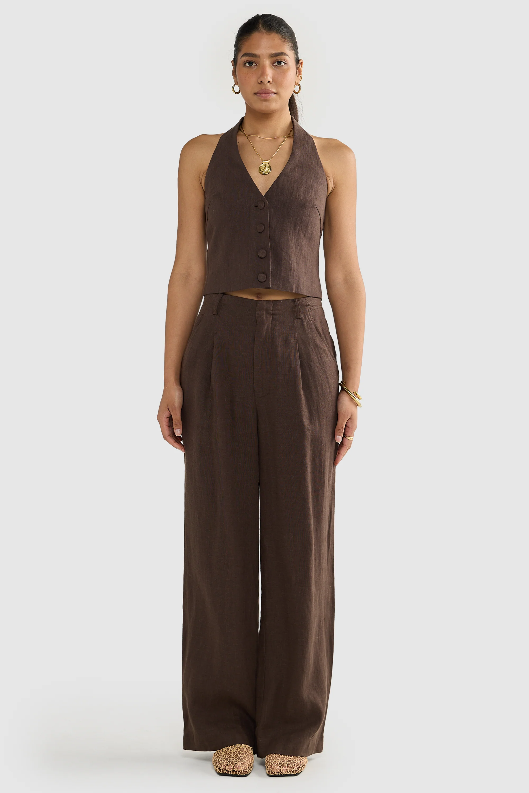 Savannah Linen Pants Carob