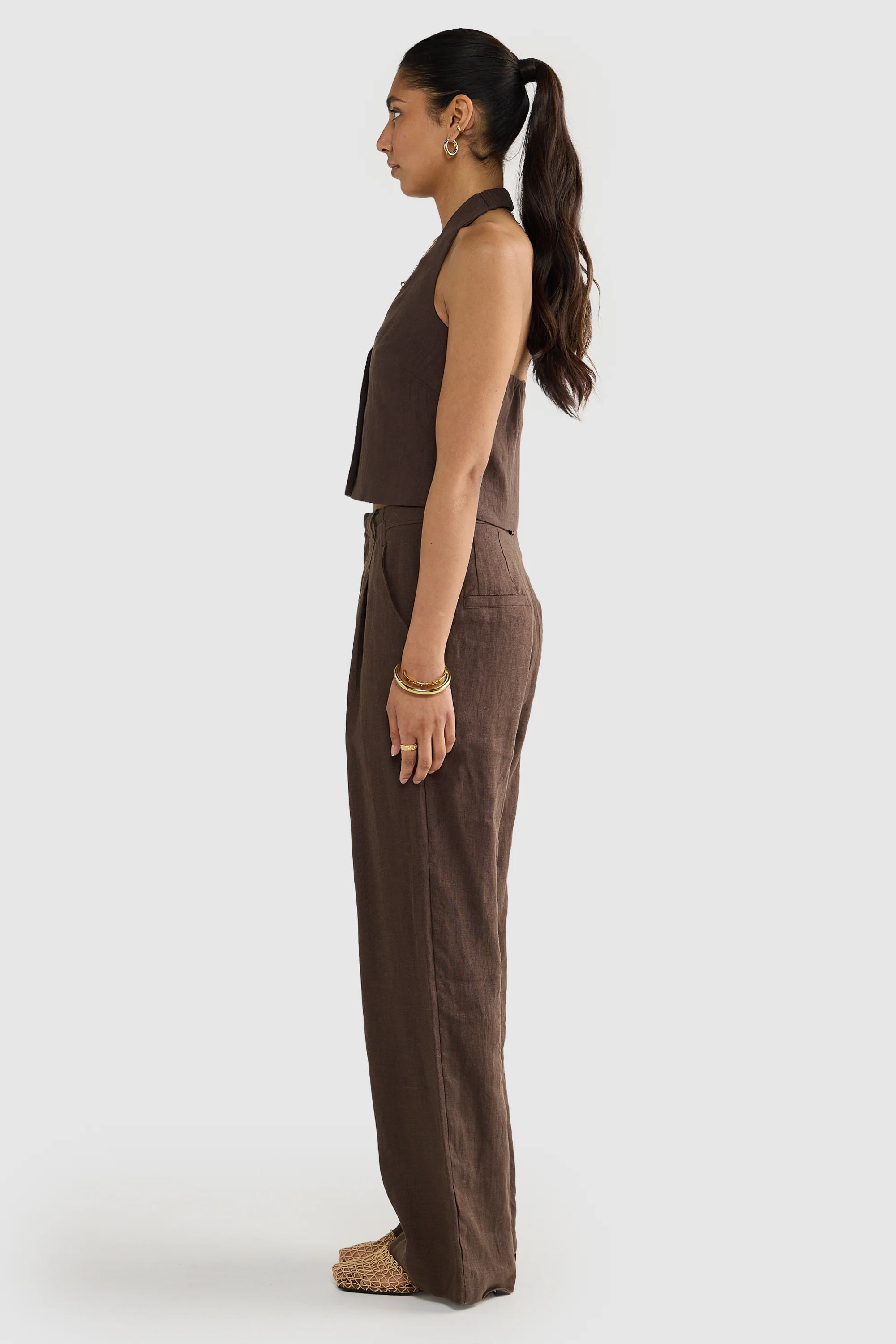 Savannah Linen Pants Carob - Image 3