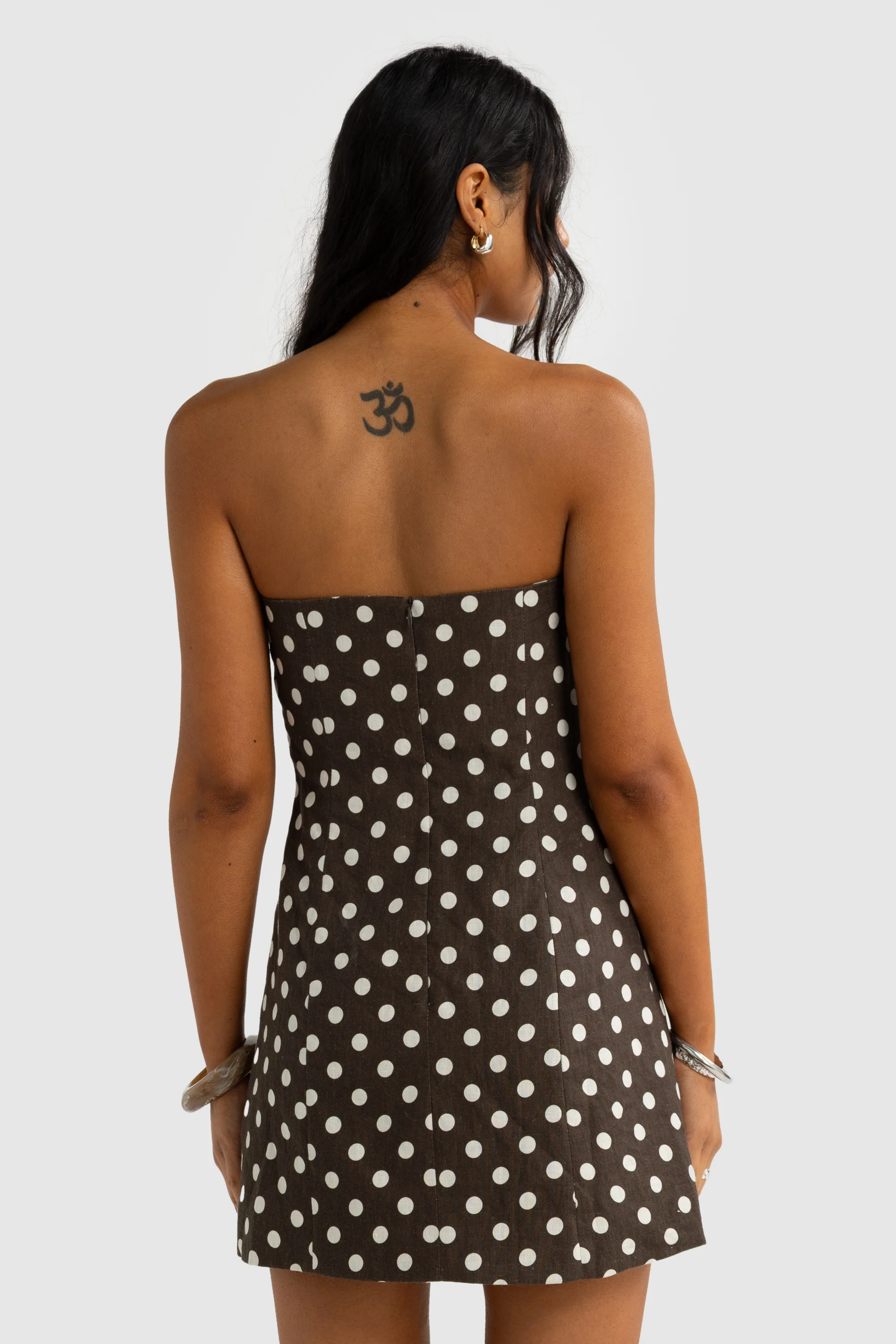 Savannah Linen Strapless Mini Dress Carob - Image 5