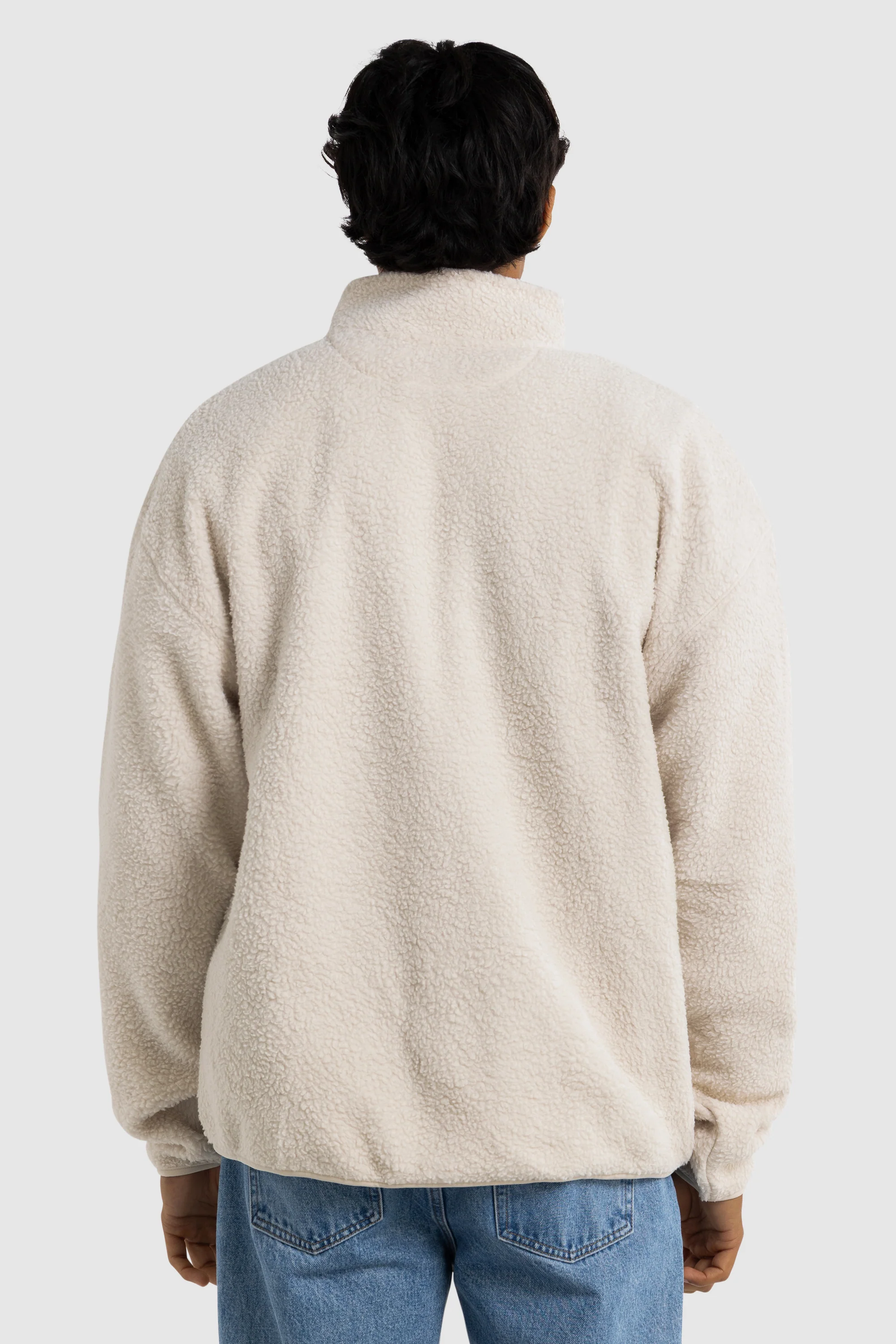 Unisex Sherpa Fleece Quarter Zip Natural - Image 11