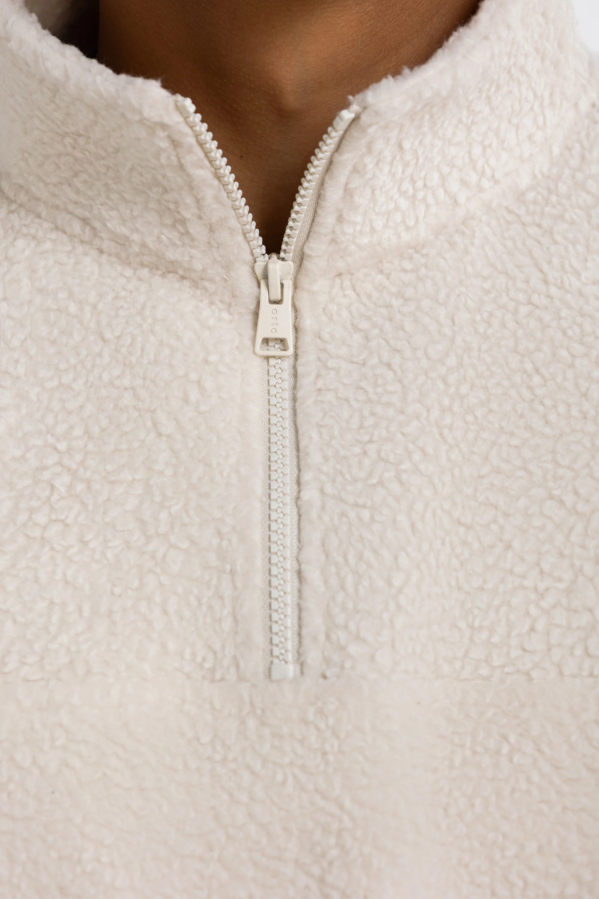 Unisex Sherpa Fleece Quarter Zip Natural - Image 7