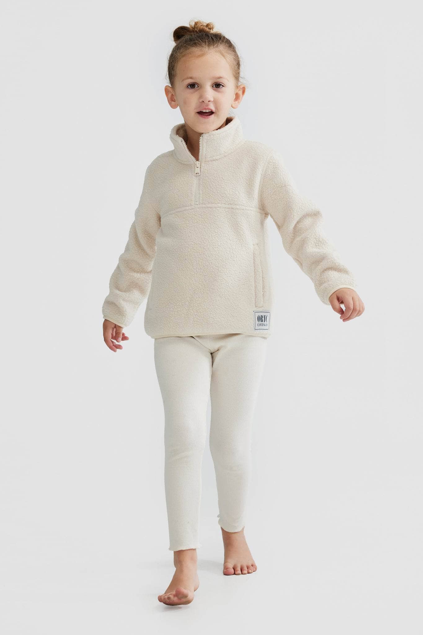 Jnr Sherpa Fleece Quarter Zip Natural - Image 2