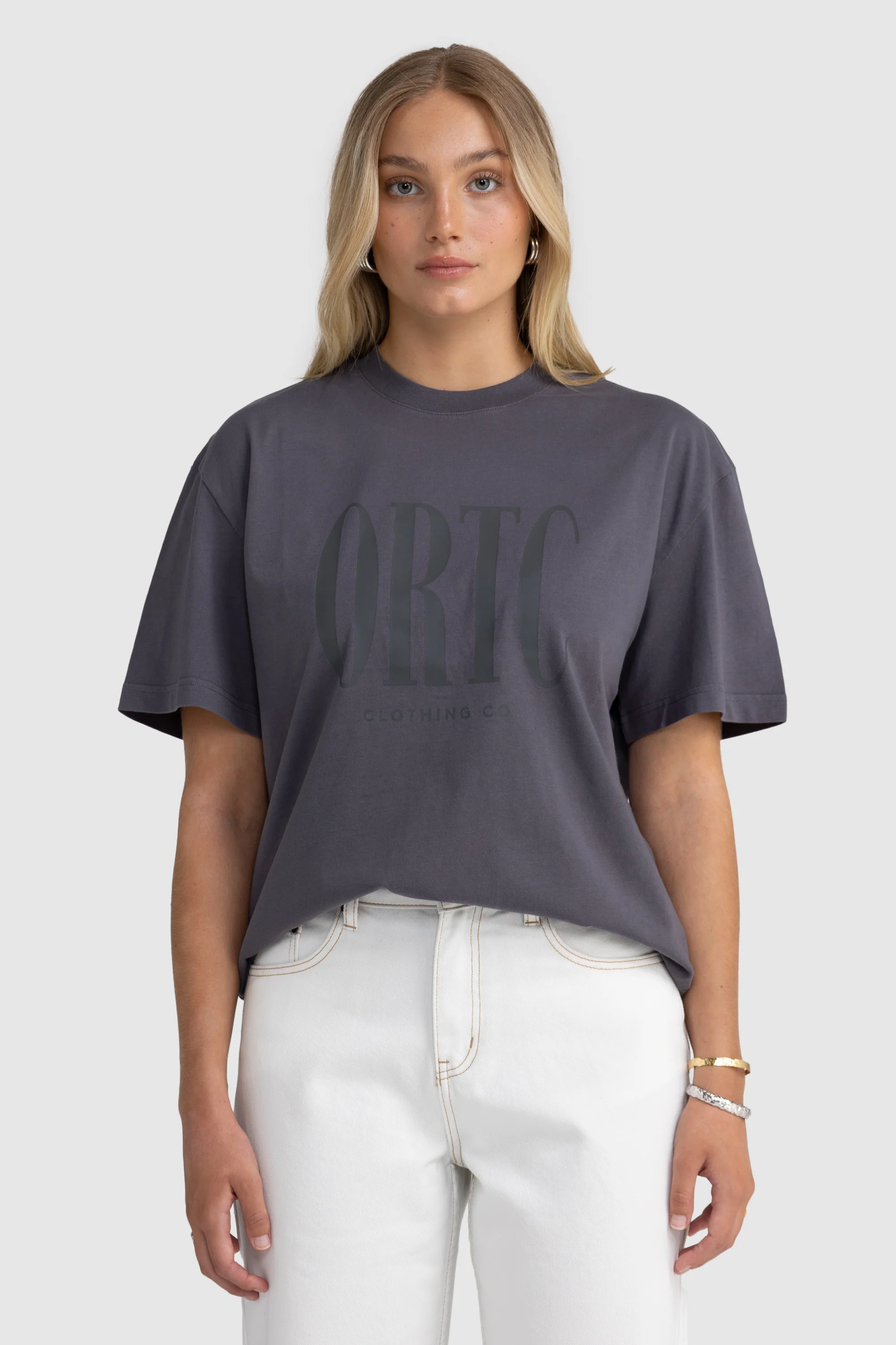 Spencer Logo Oversized T Shirt Charcoal
