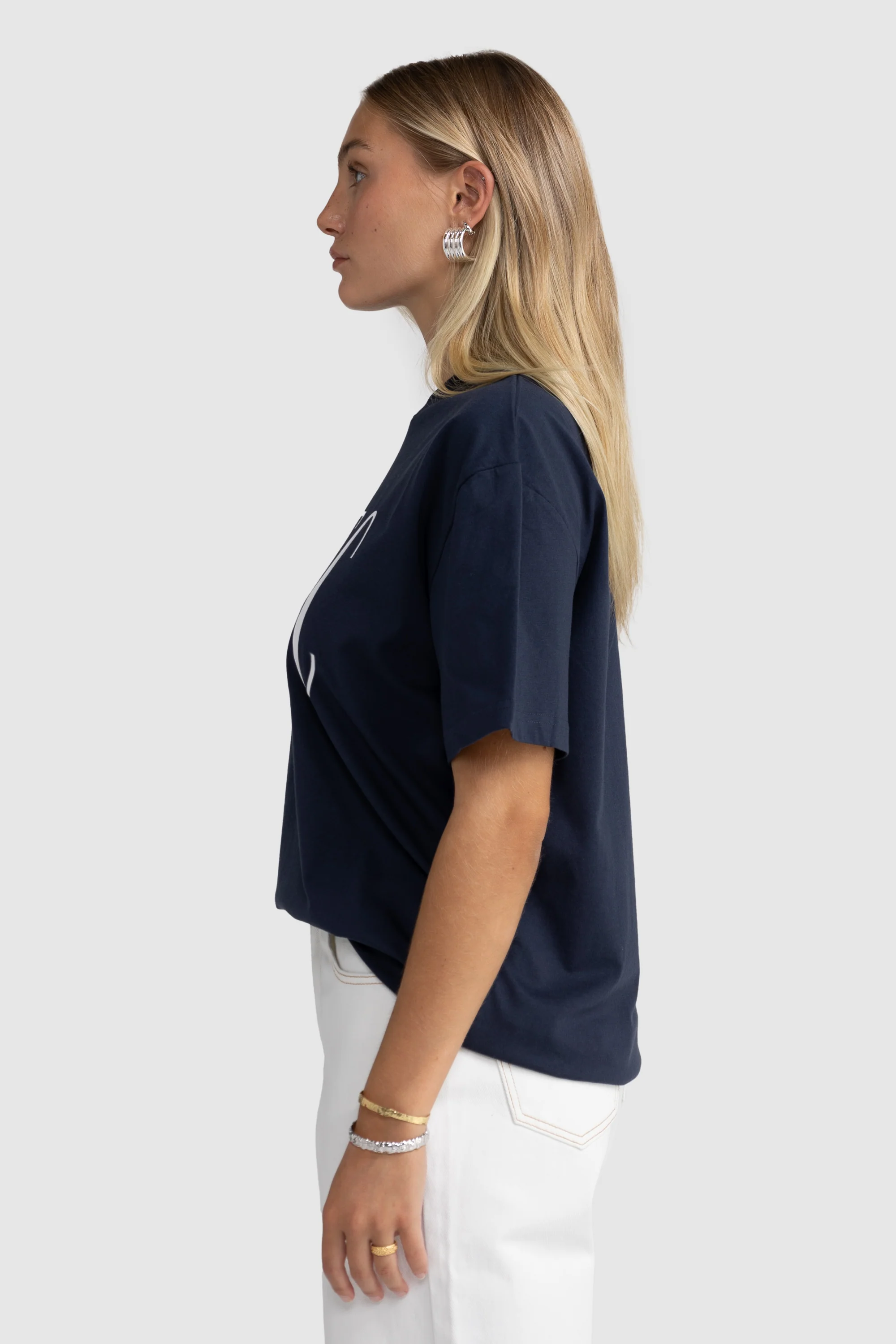 Spencer Logo Oversized T Shirt Navy - Image 4