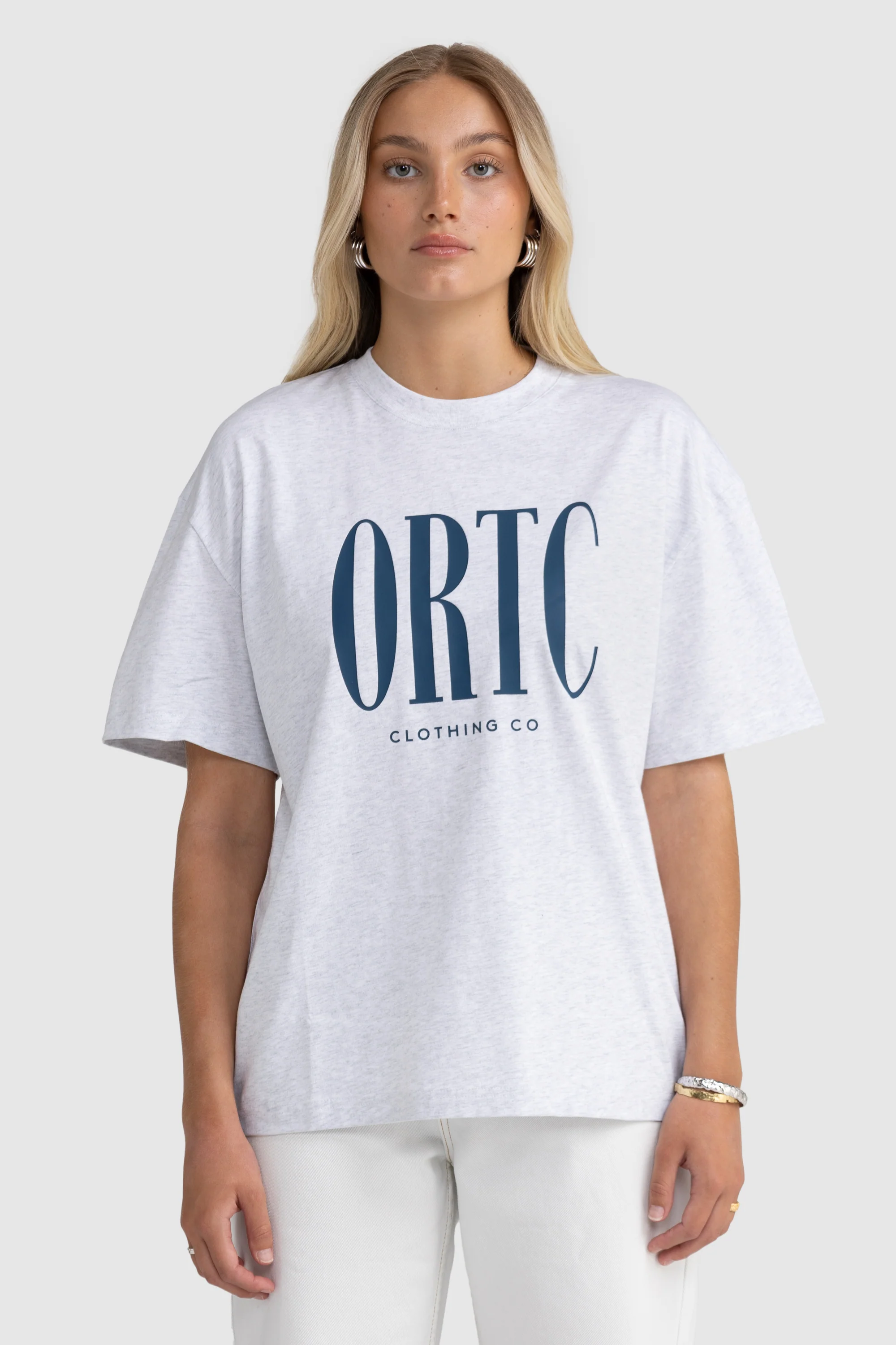 Spencer Logo Oversized T Shirt White Marle - Image 3