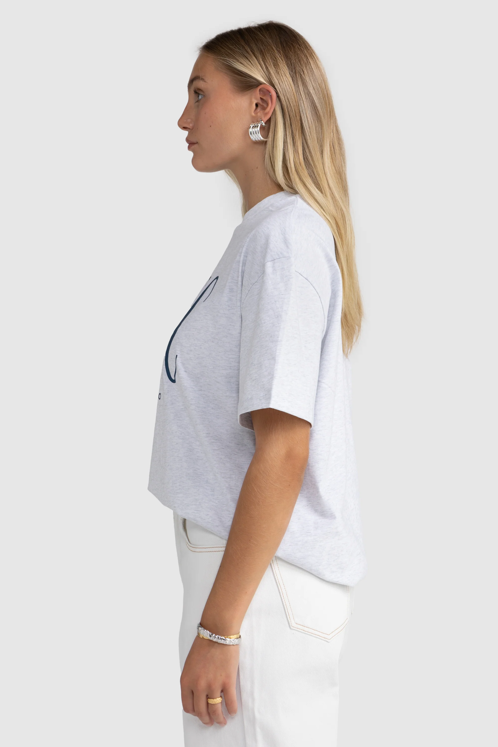 Spencer Logo Oversized T Shirt White Marle - Image 4