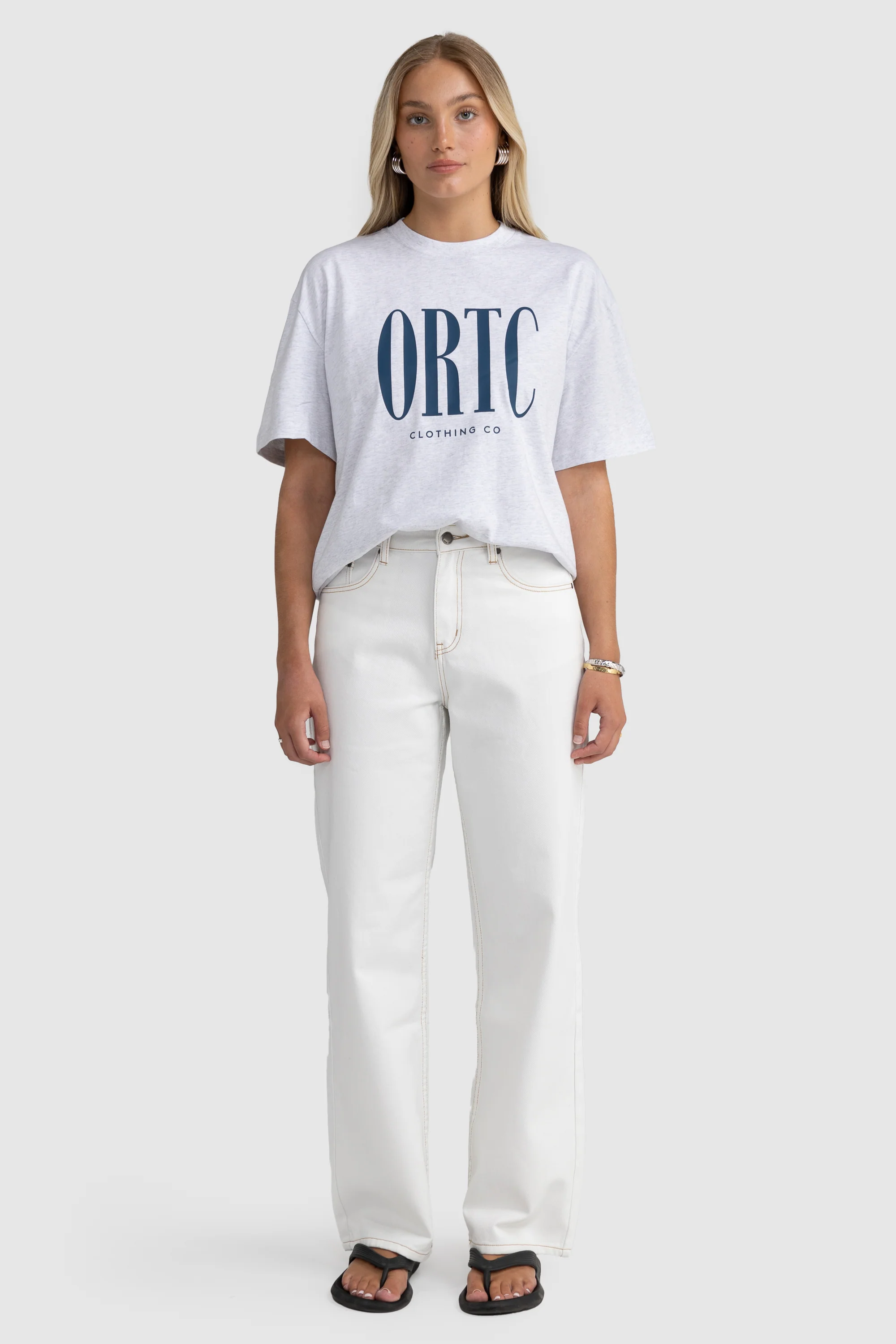 Spencer Logo Oversized T Shirt White Marle - Image 6