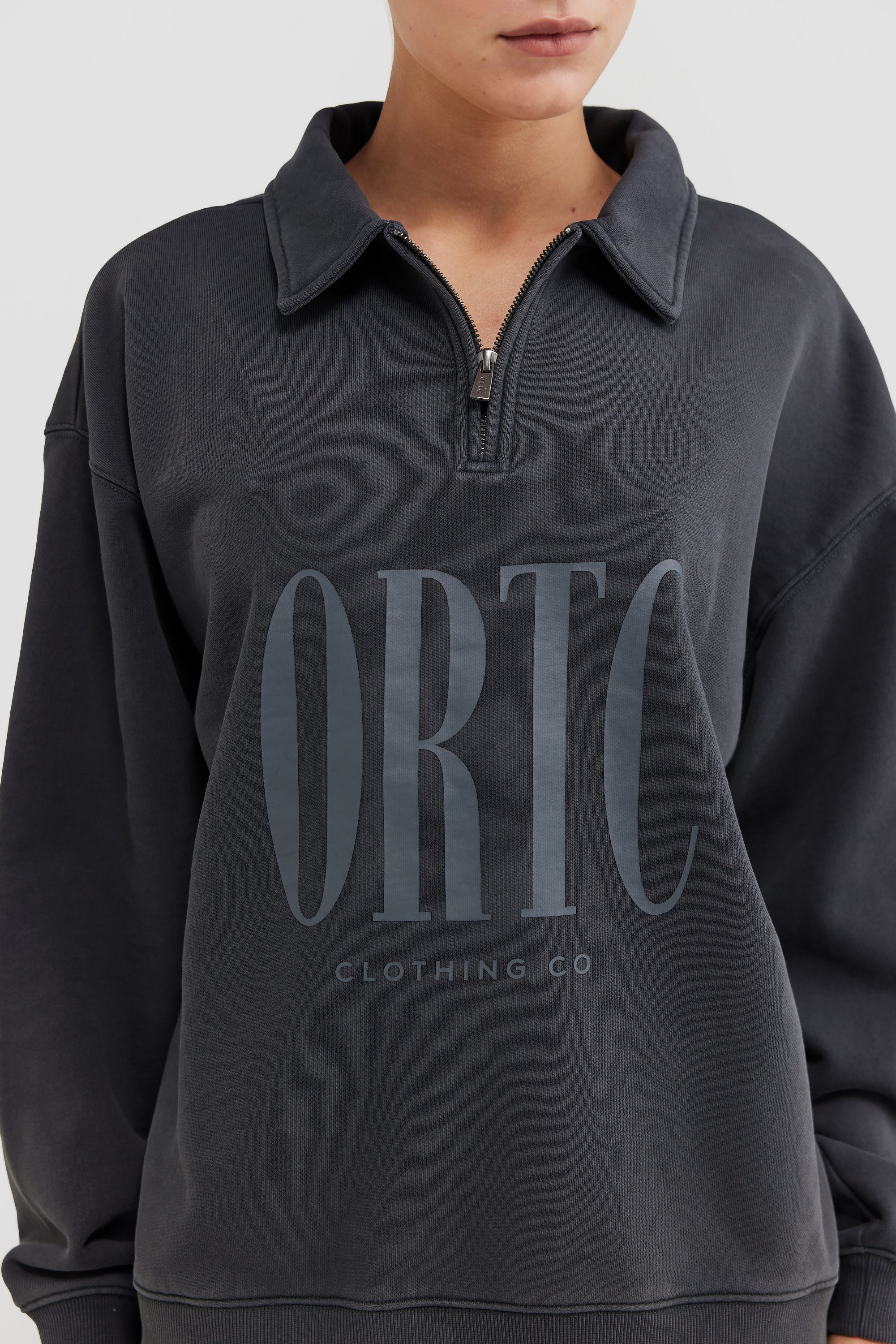 Spencer Logo Quarter Zip Charcoal - Image 2