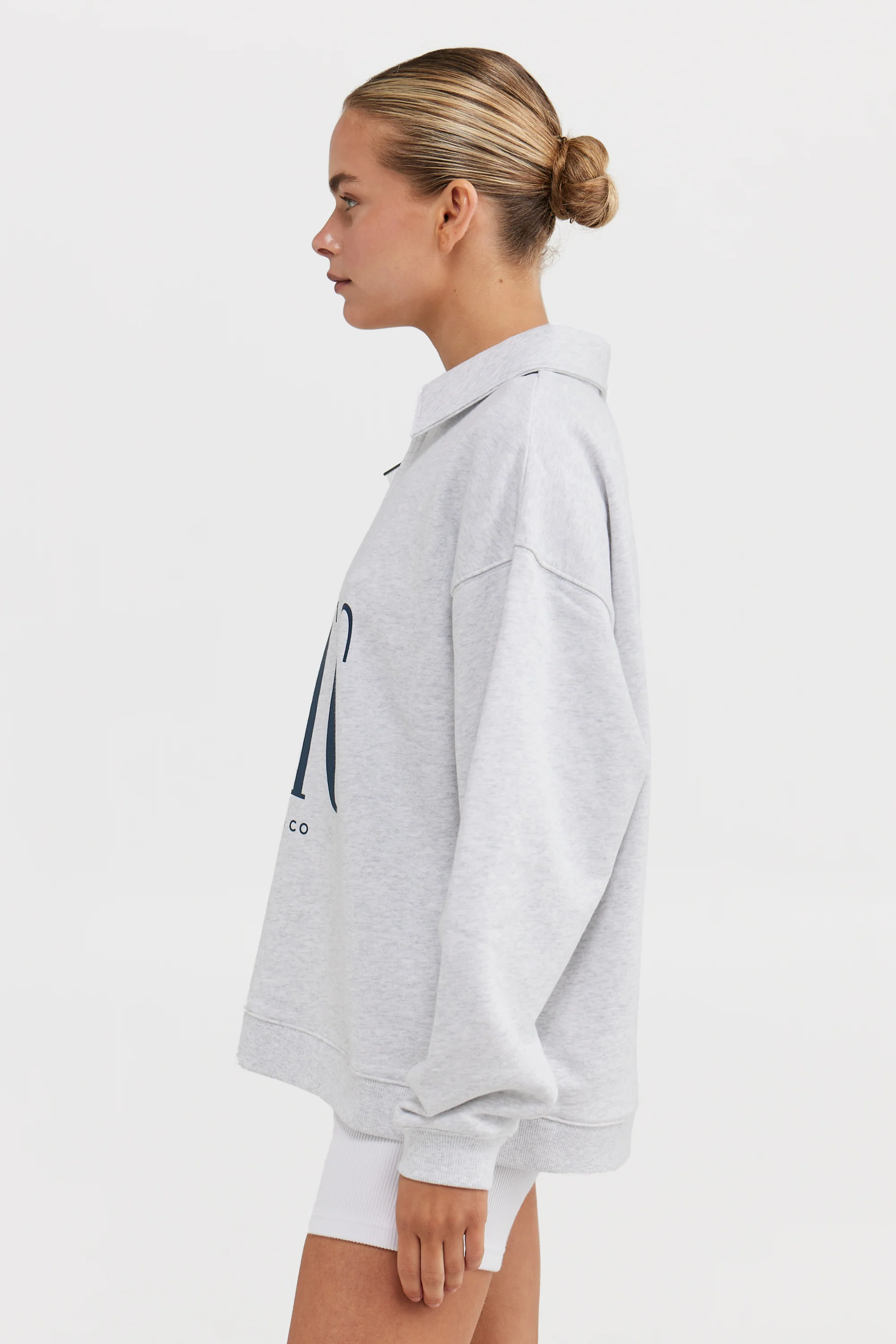 Spencer Logo Quarter Zip White Marle - Image 3