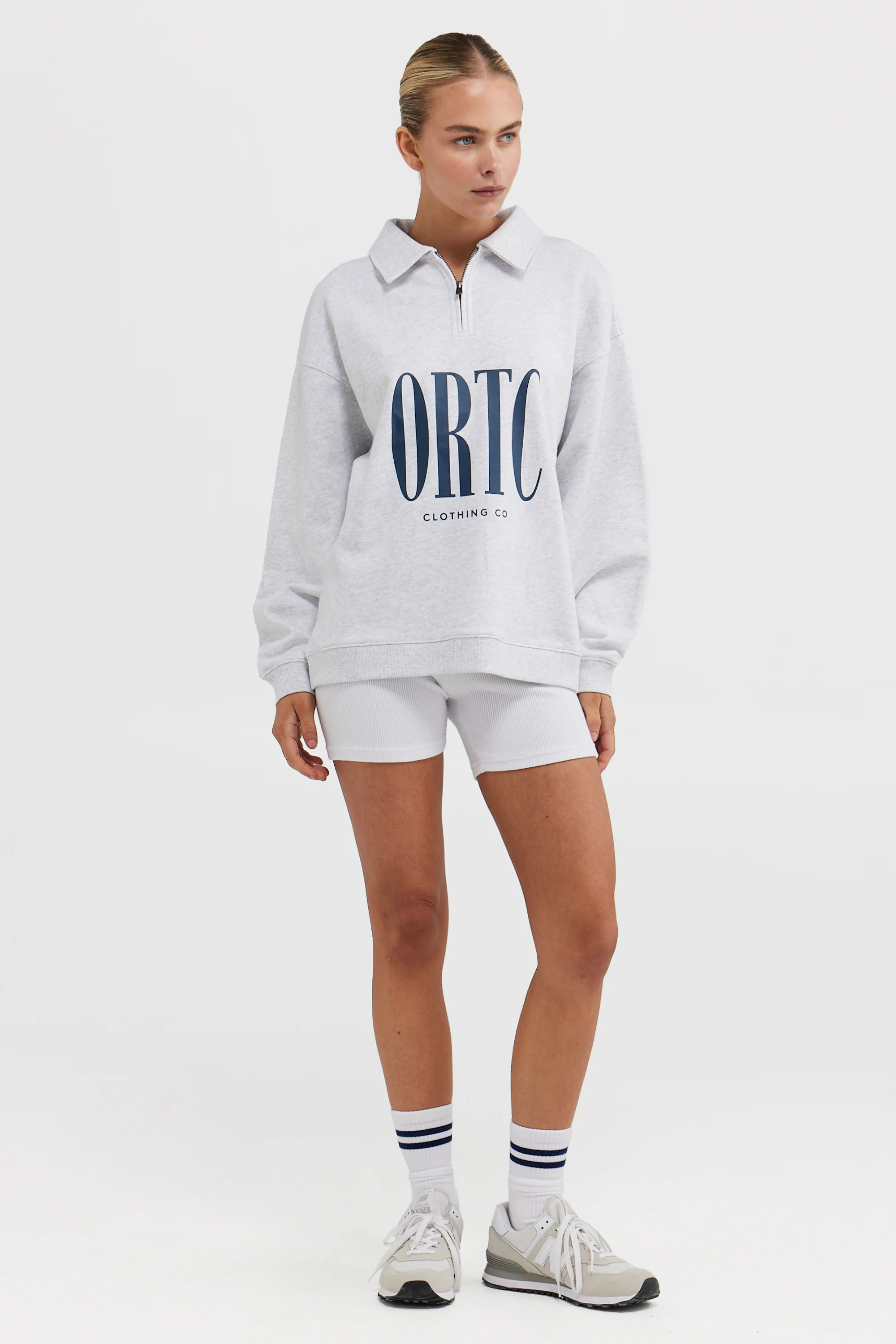 Spencer Logo Quarter Zip White Marle - Image 5