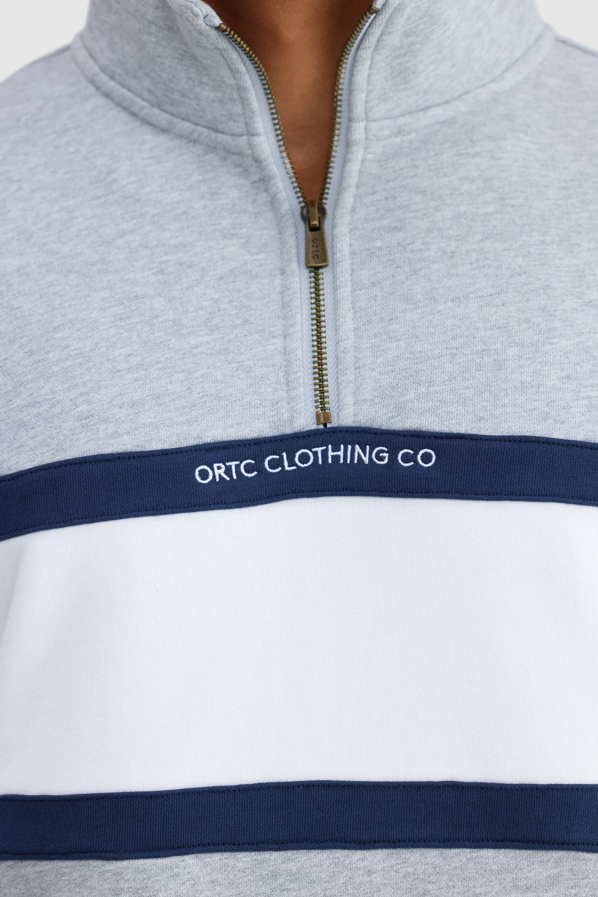 Triple Panel Quarter Zip Grey Marle & White - Image 4