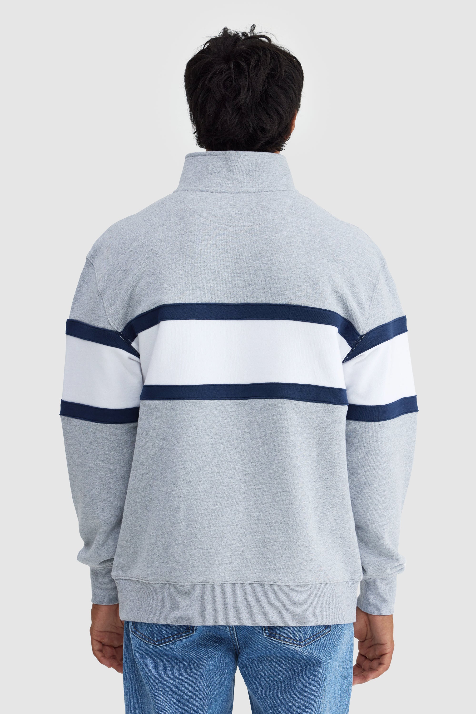 Triple Panel Quarter Zip Grey Marle & White - Image 5