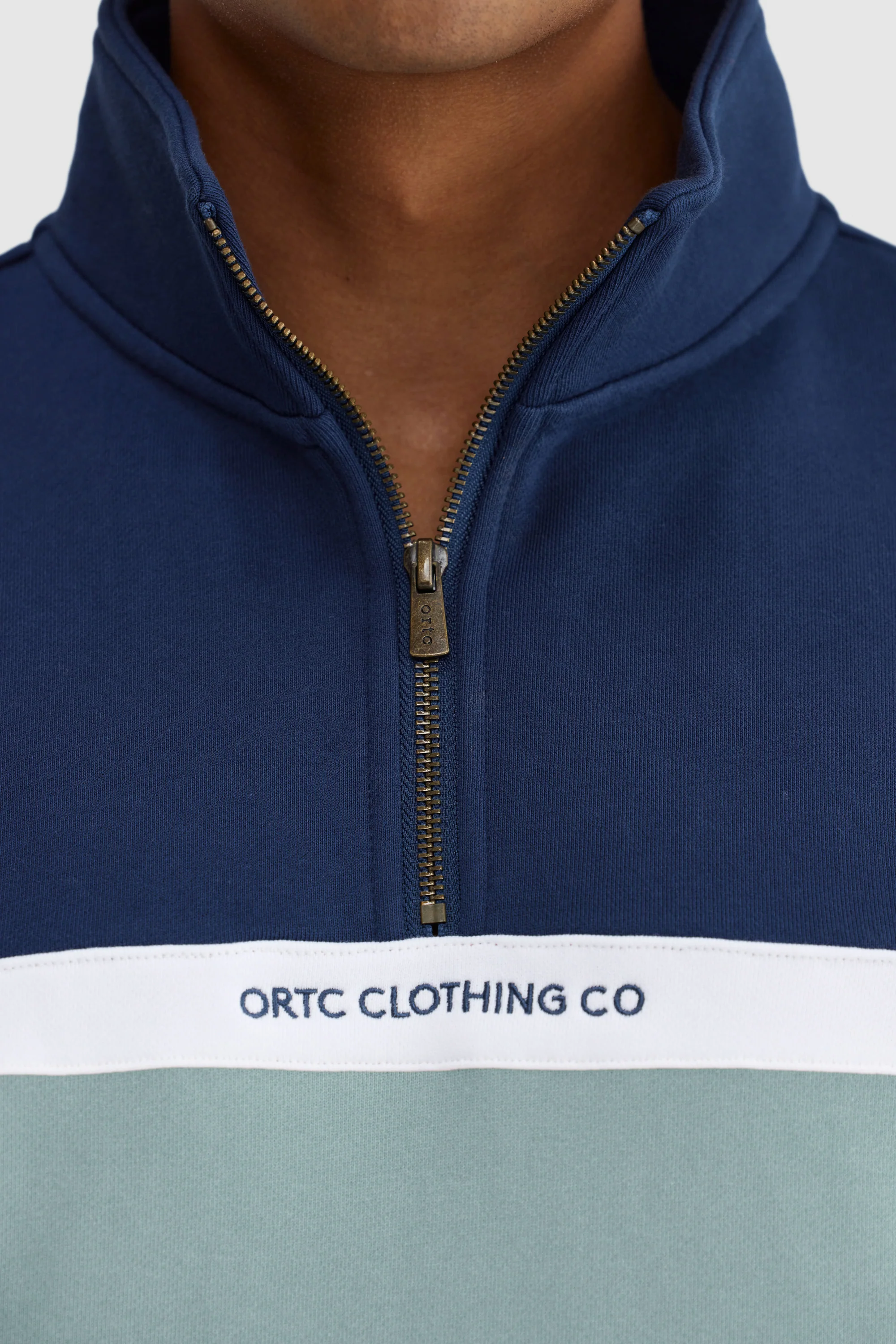 Triple Panel Quarter Zip Navy & Seafoam - Image 4