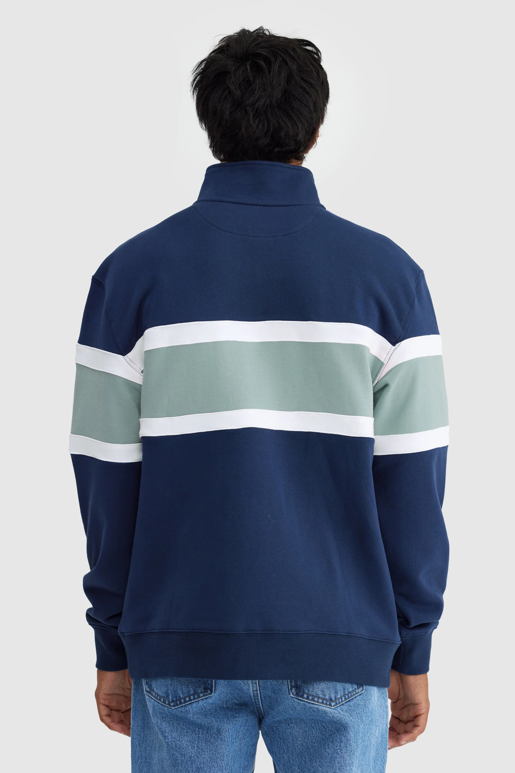 Triple Panel Quarter Zip Navy & Seafoam - Image 5