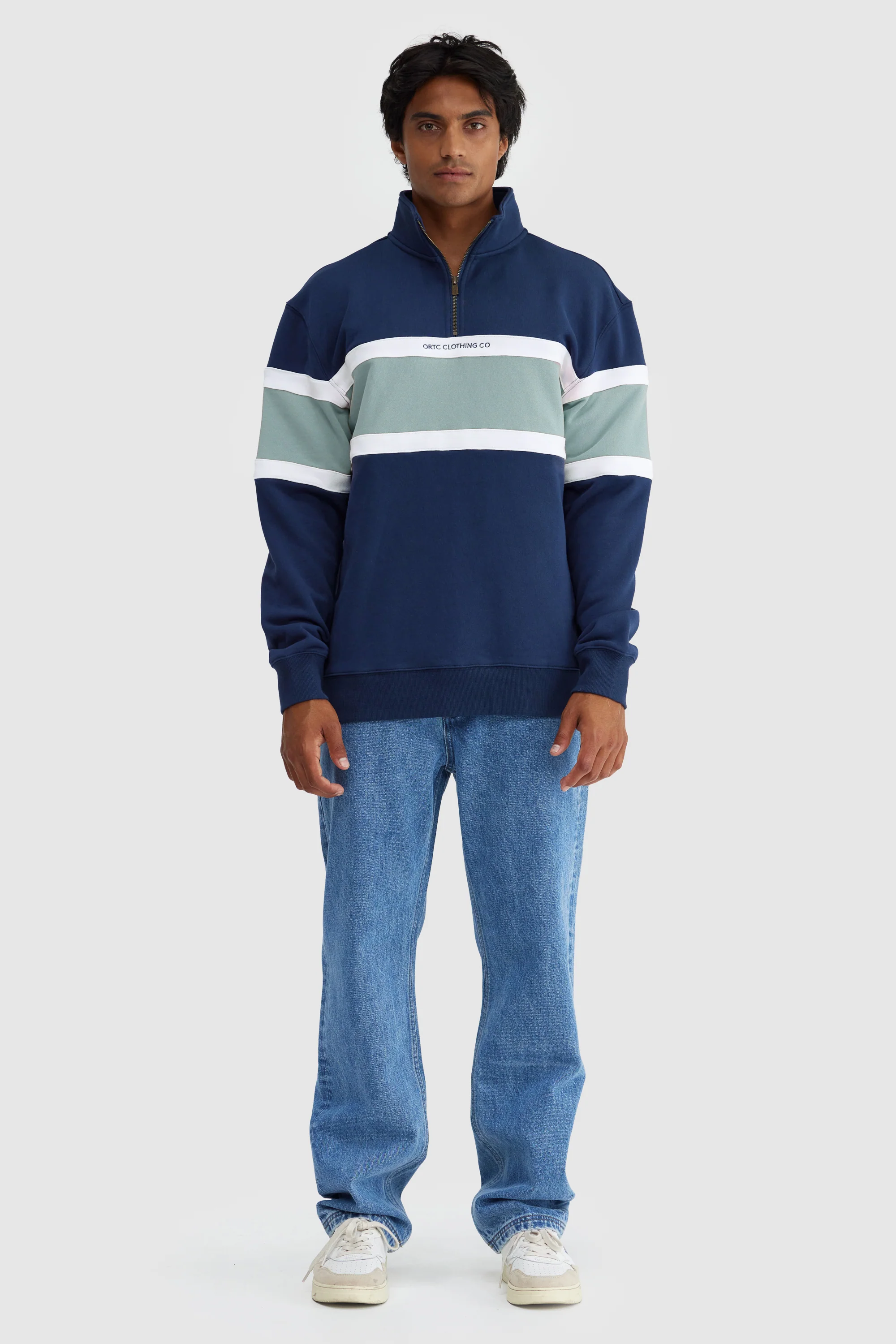 Triple Panel Quarter Zip Navy & Seafoam - Image 6
