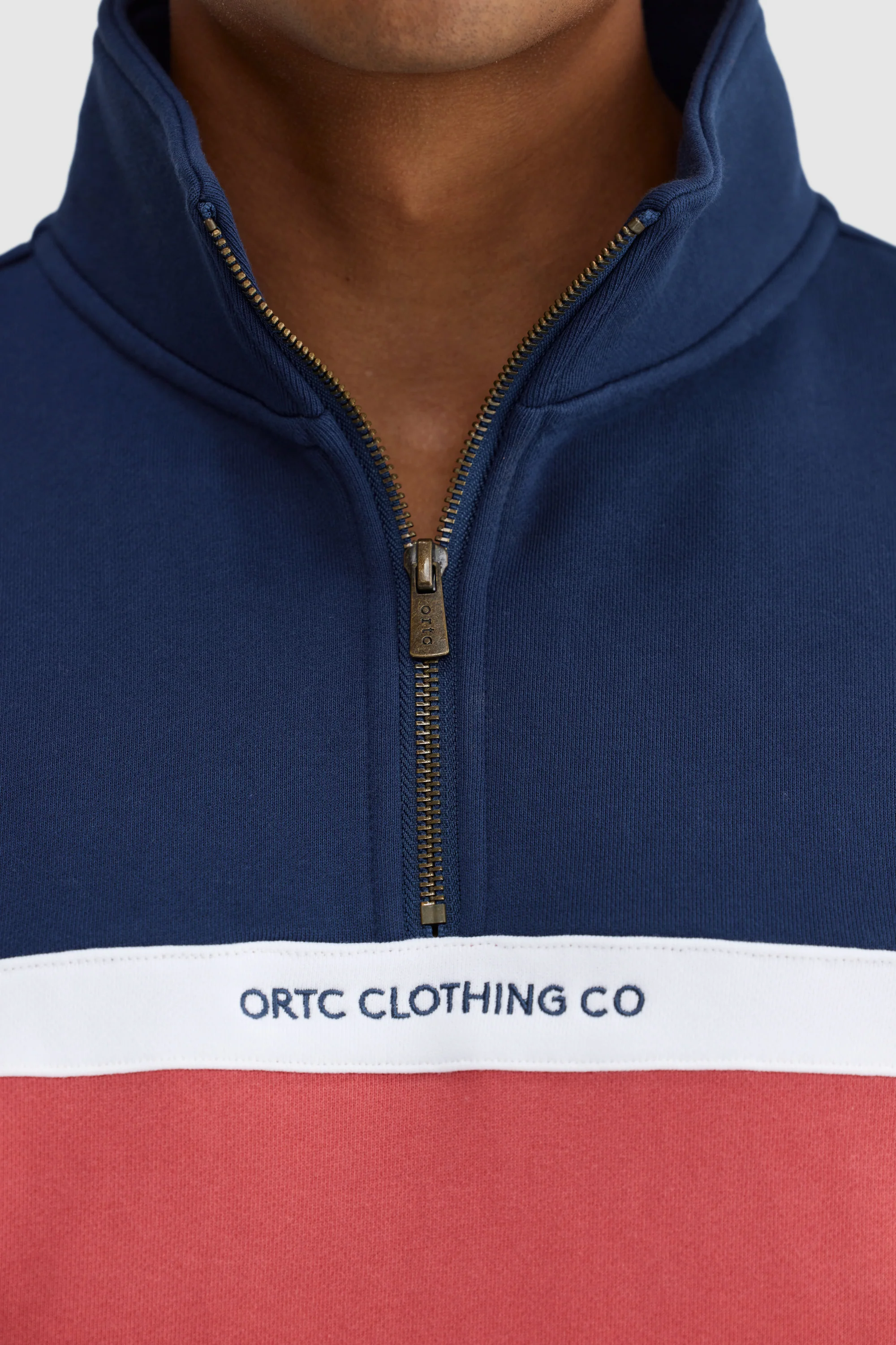 Triple Panel Quarter Zip Navy and Red - Image 4