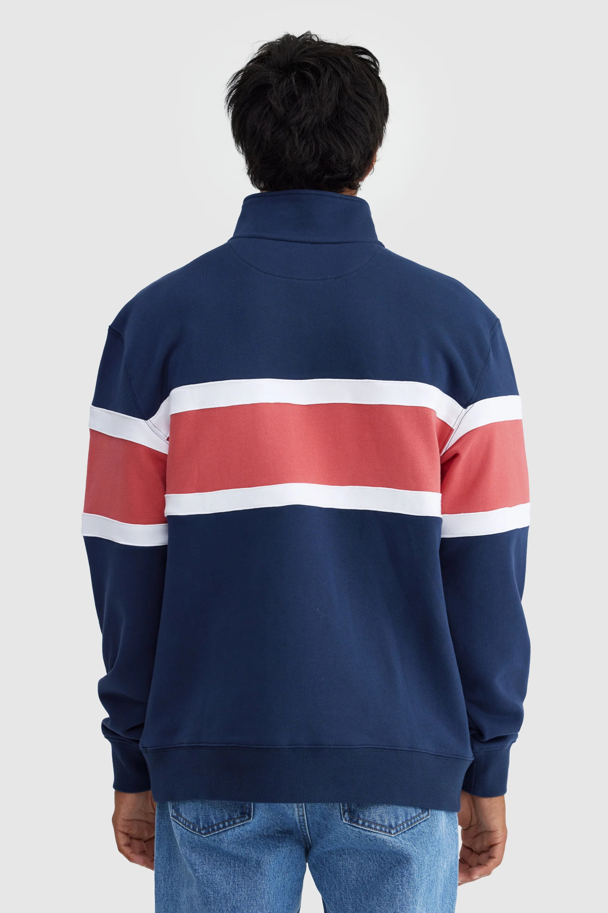 Triple Panel Quarter Zip Navy and Red - Image 5