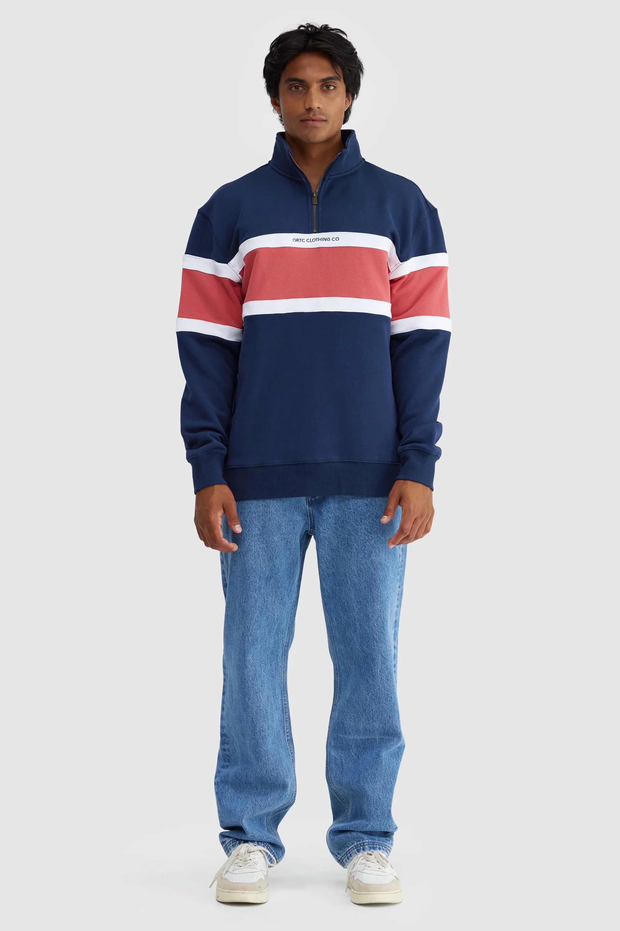 Triple Panel Quarter Zip Navy and Red - Image 6