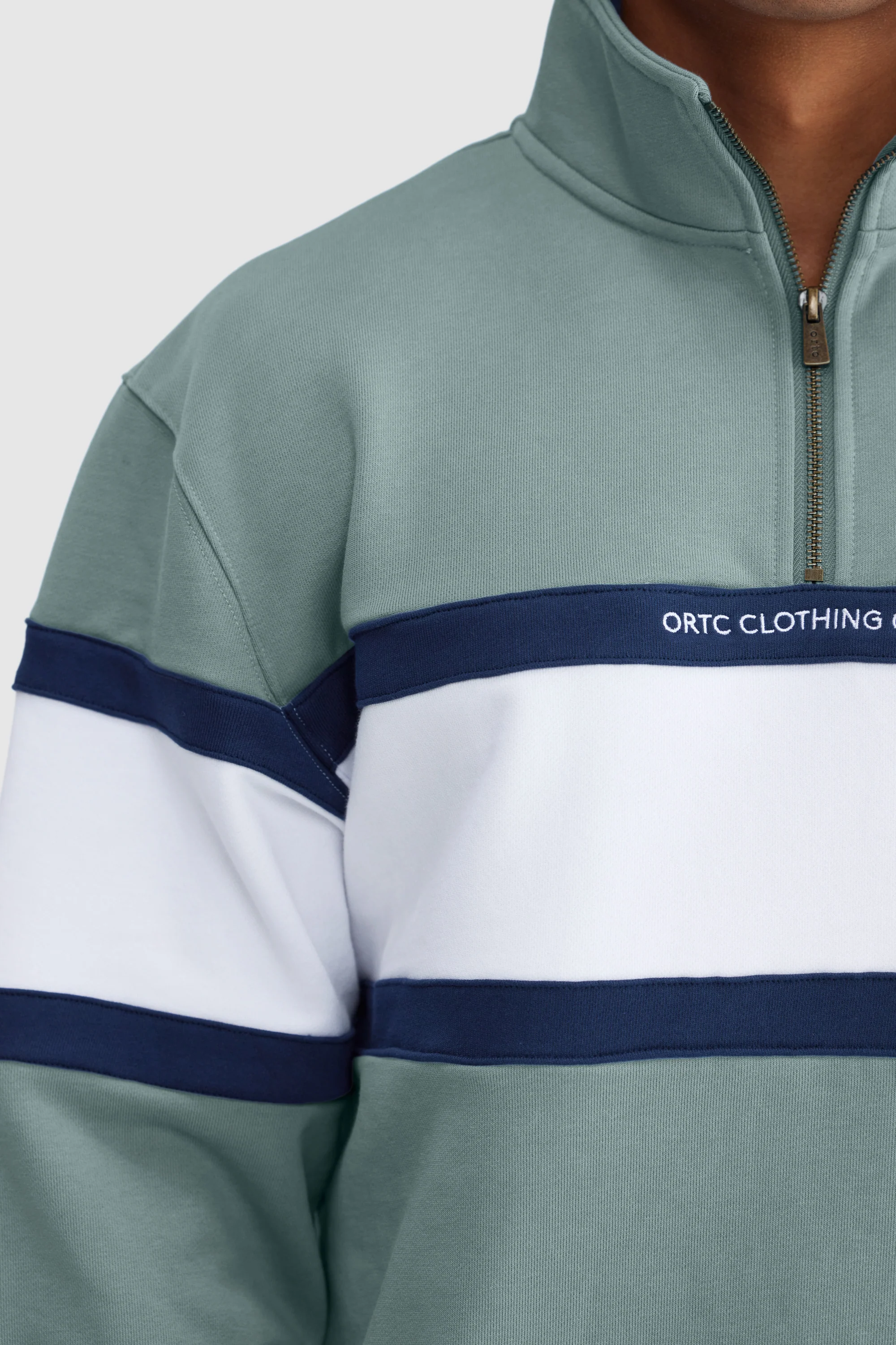 Triple Panel Quarter Zip Seafoam & White - Image 4