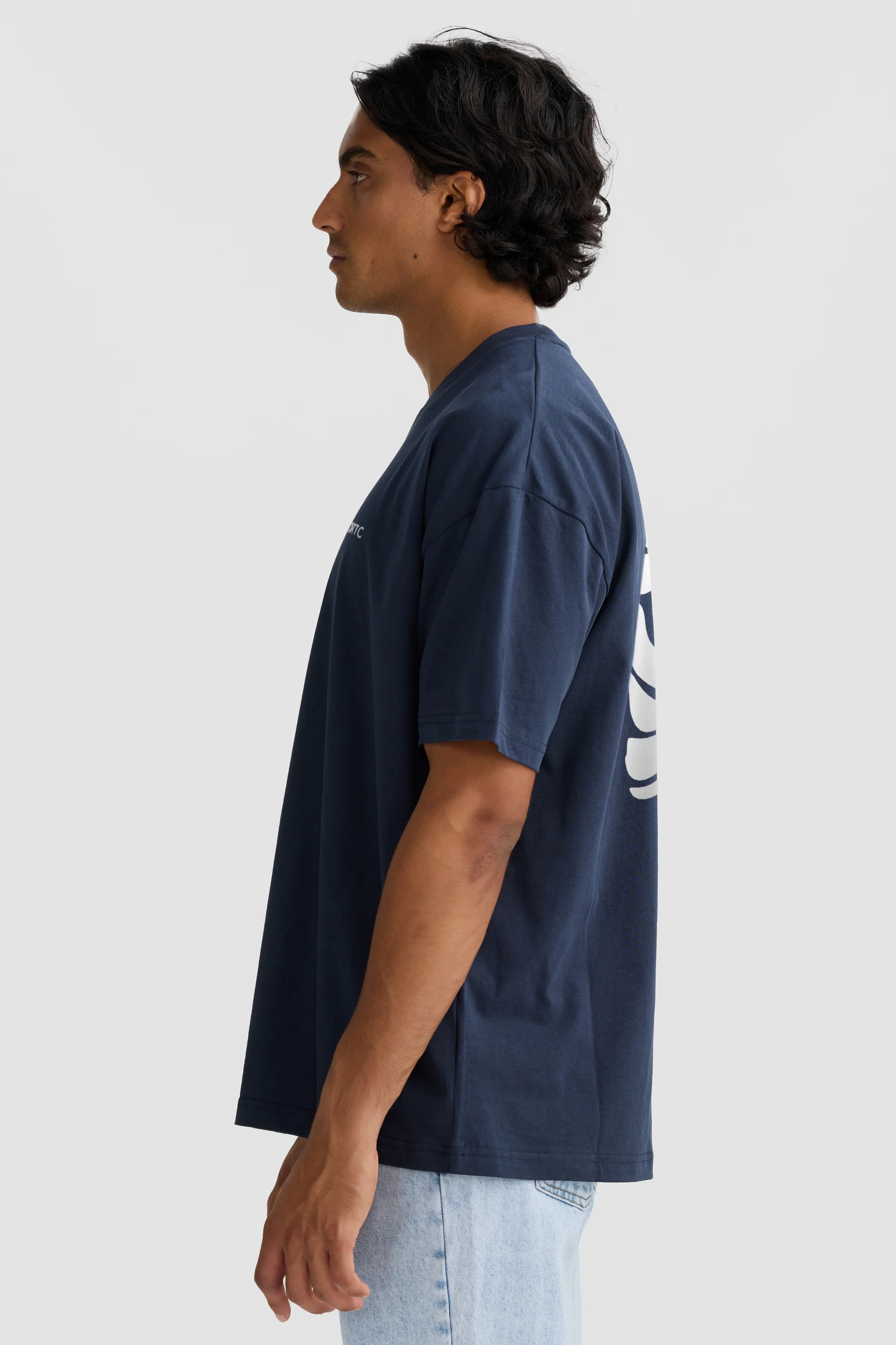 Unisex Shelly Box Fit T Shirt Navy - Image 7