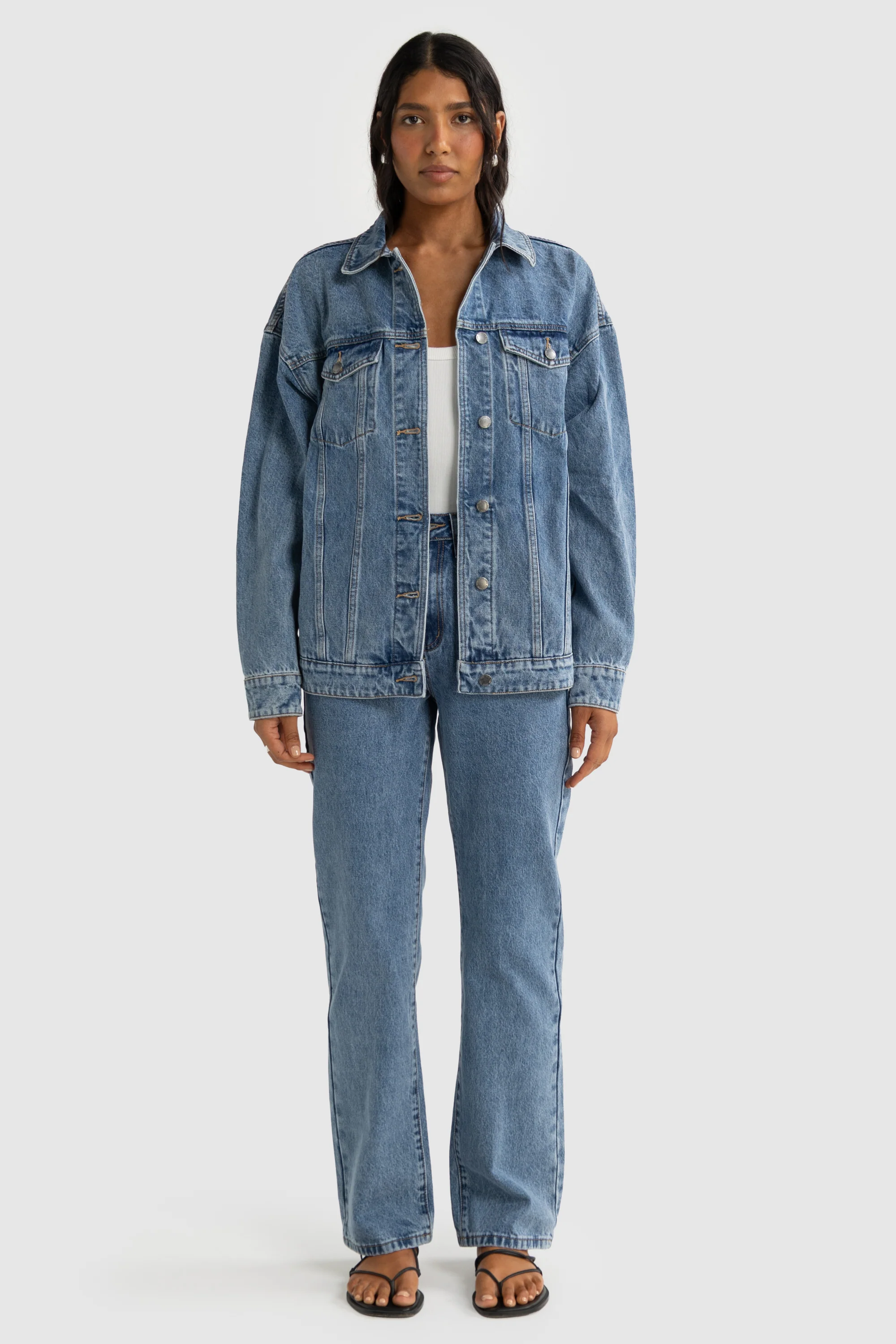 Willow Denim Oversized Jacket Mid Blue - Image 7
