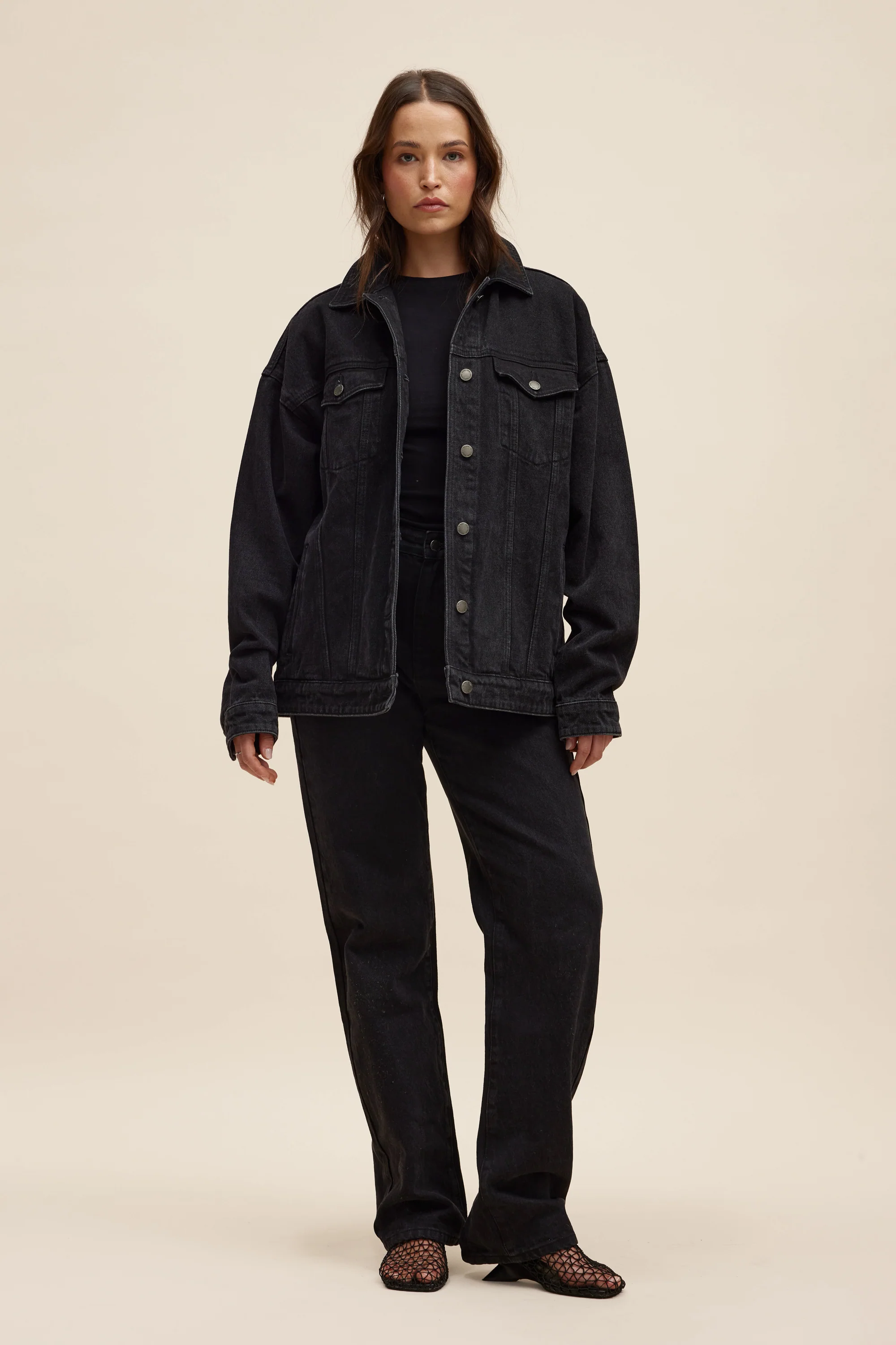 Willow Denim Oversized Jacket Washed Black - Image 2