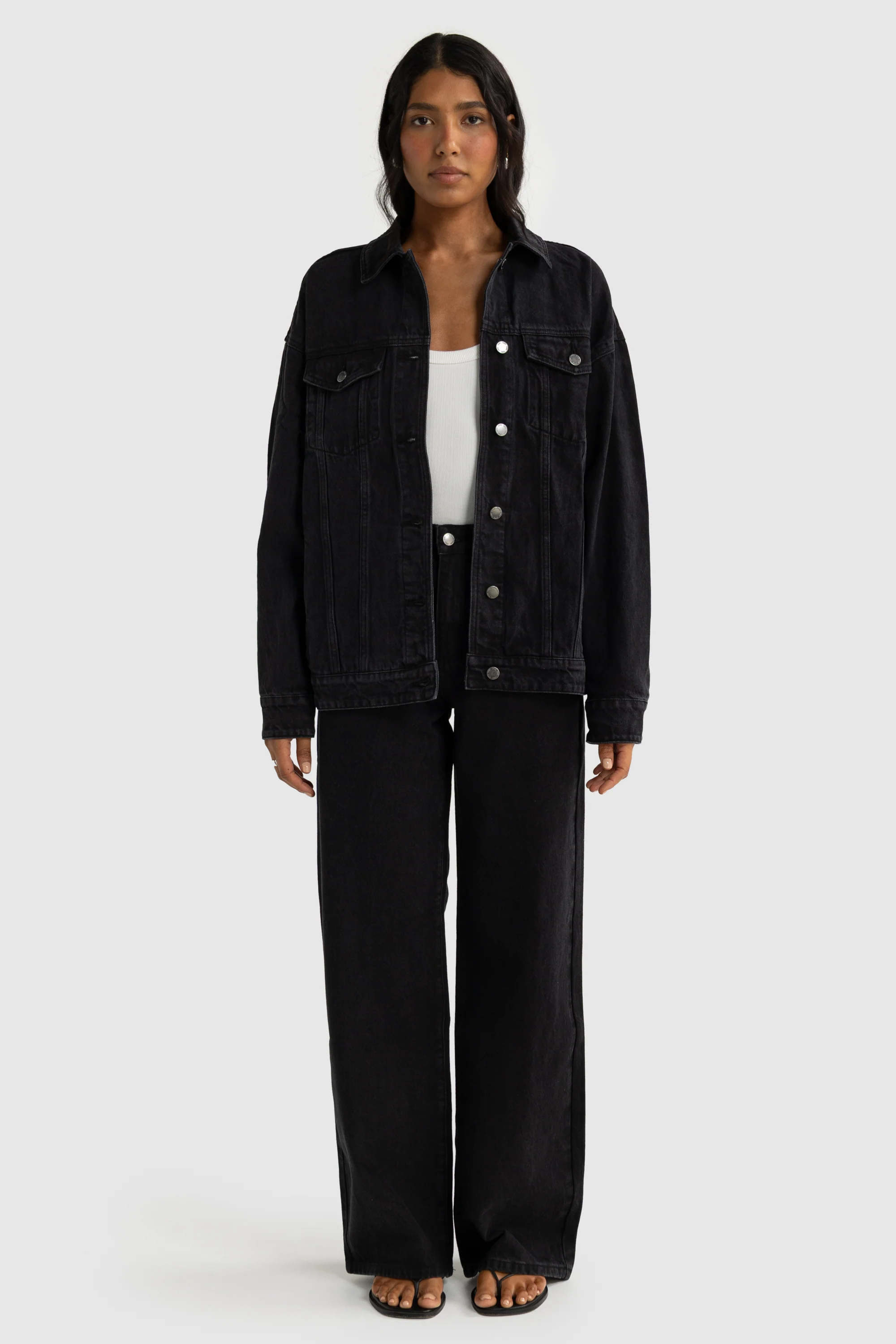 Willow Denim Oversized Jacket Washed Black - Image 8