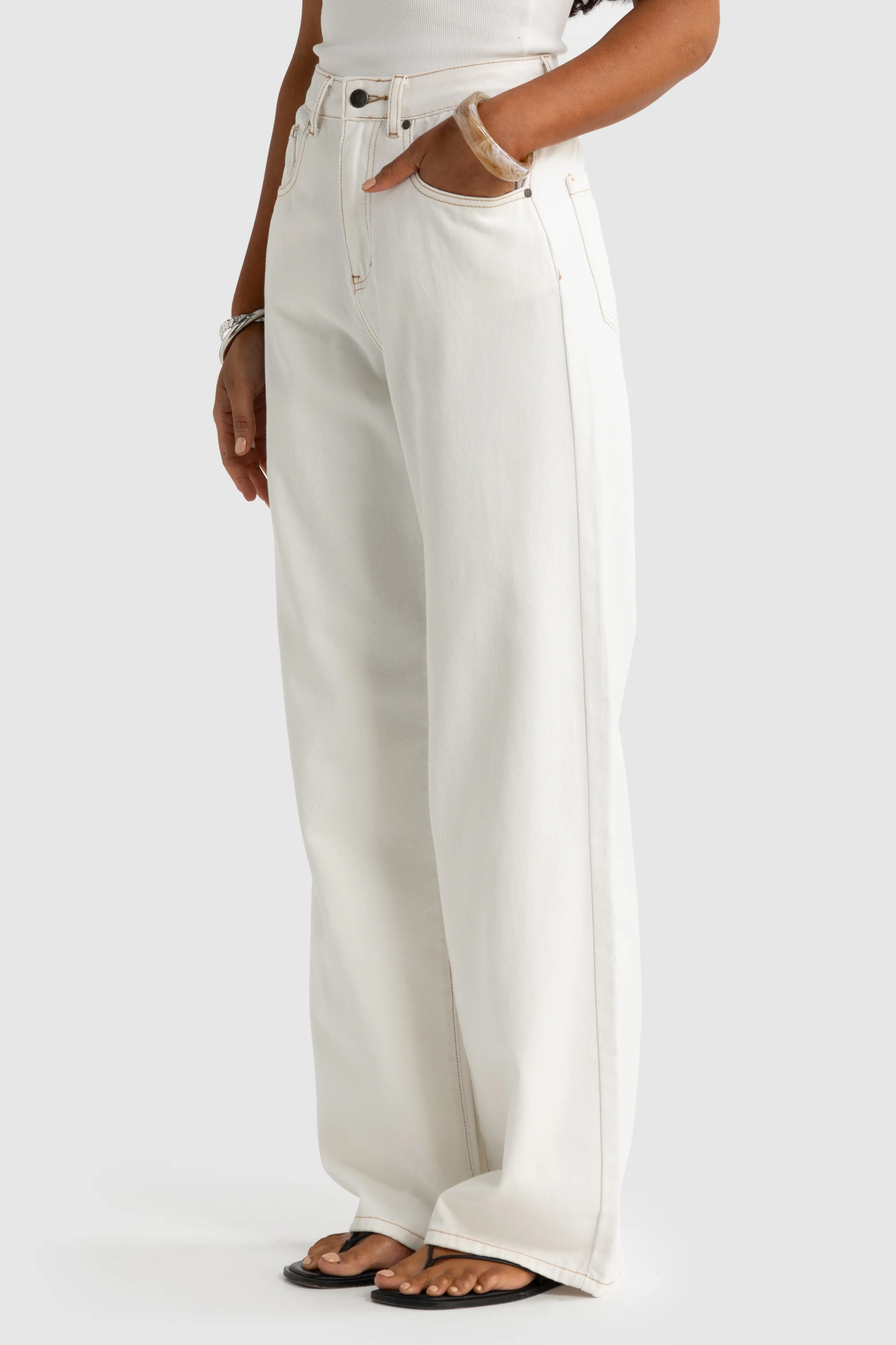 Willow Denim Wide Leg Jean White - Image 5