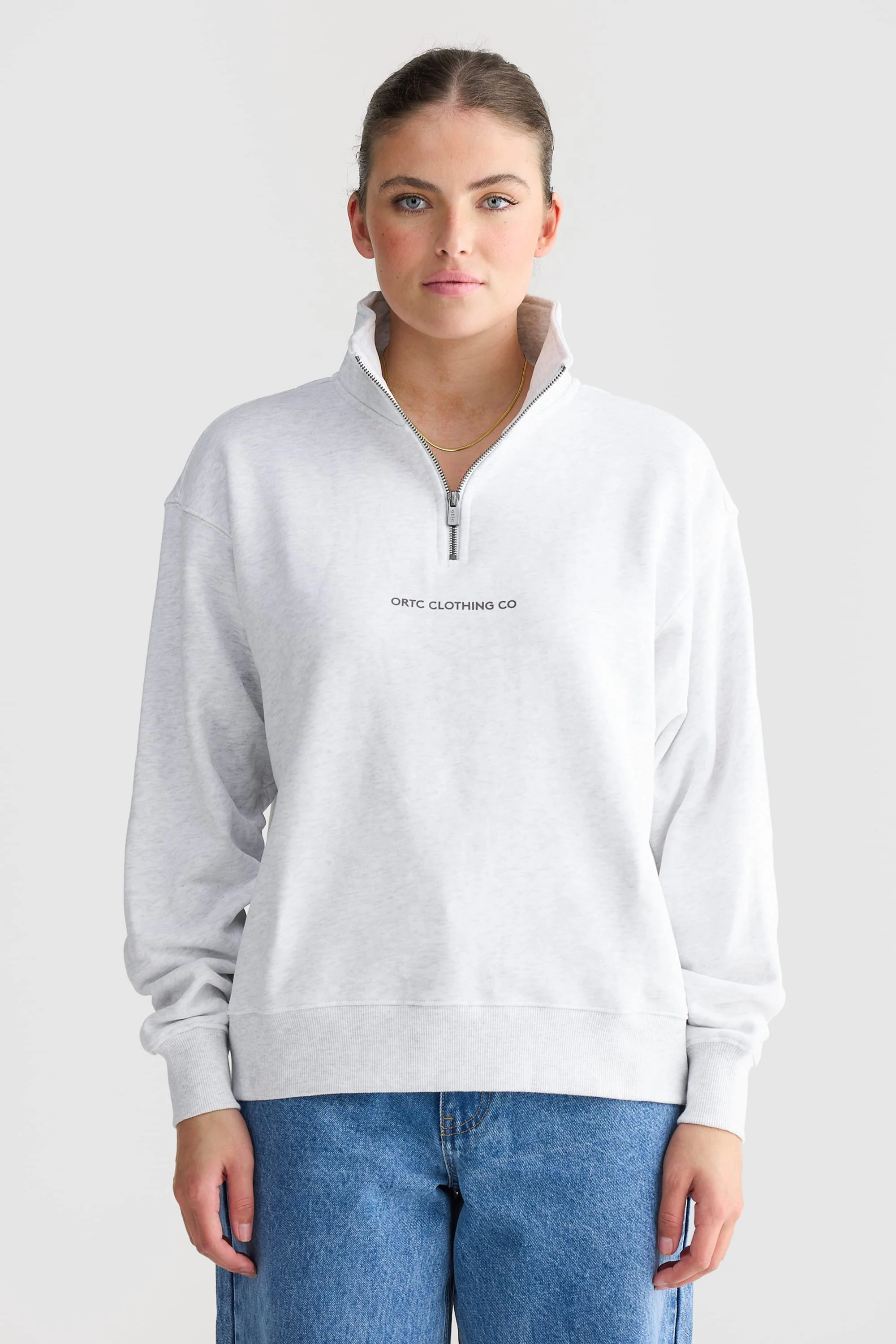 Logo Quarter Zip White Marle