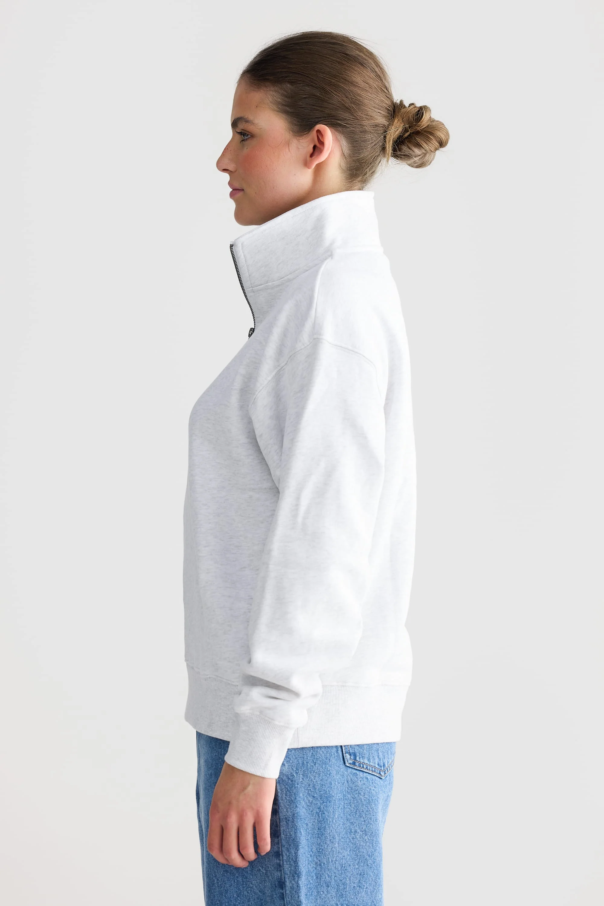 Logo Quarter Zip White Marle - Image 3