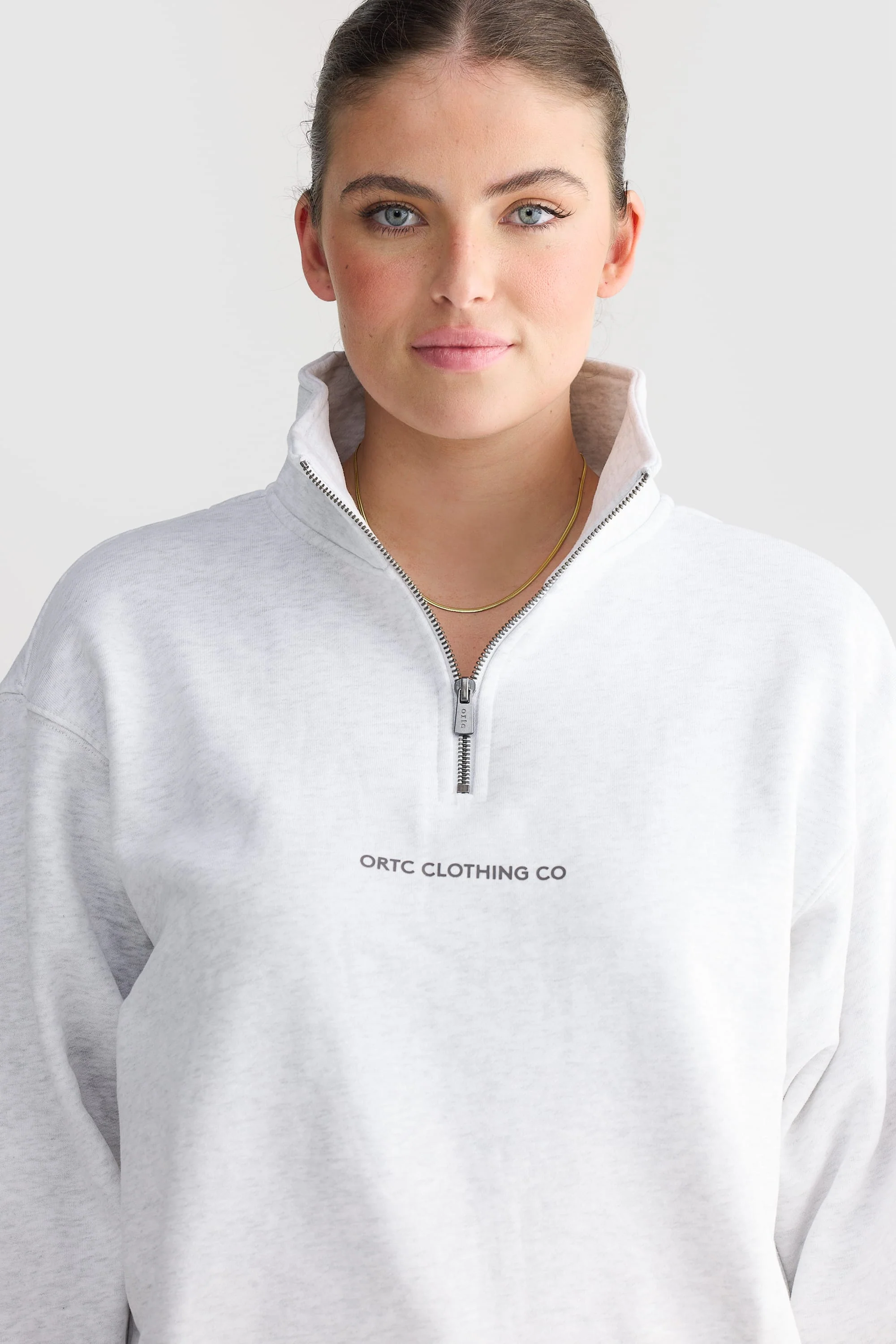 Logo Quarter Zip White Marle - Image 5