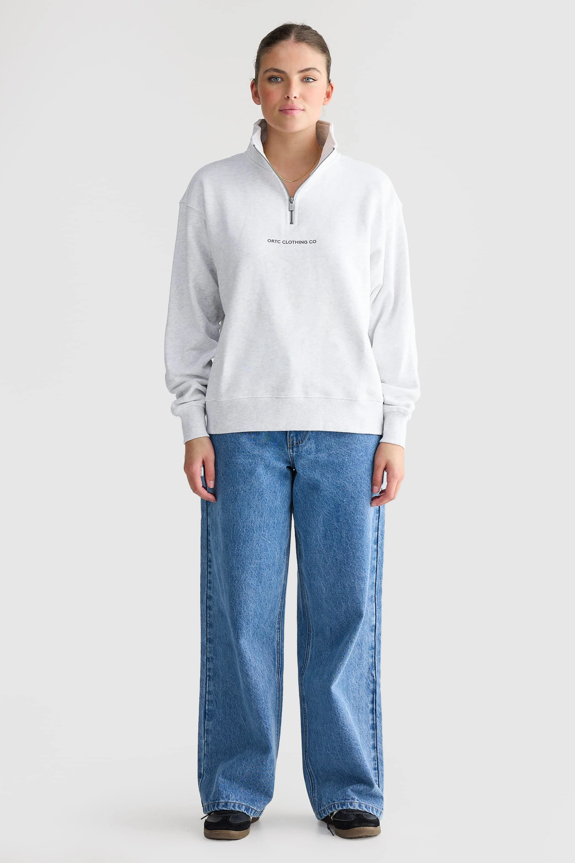 Logo Quarter Zip White Marle - Image 6
