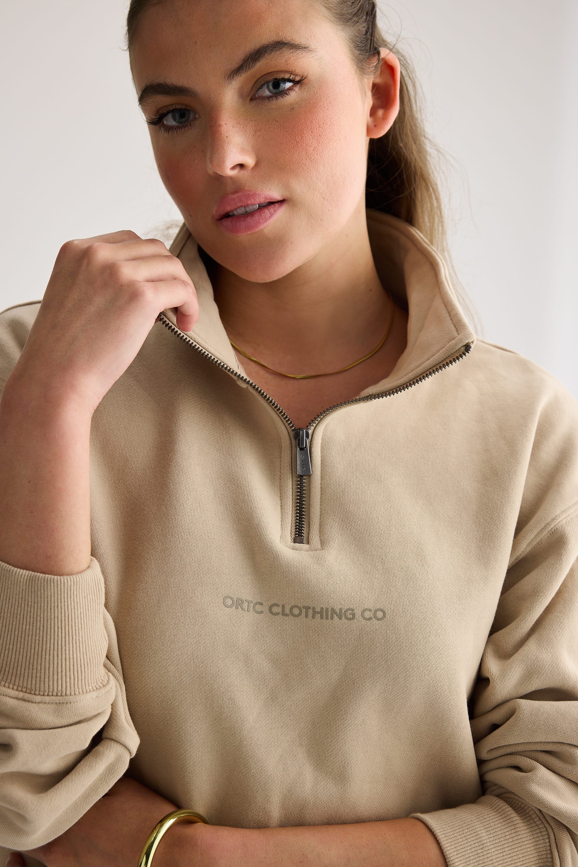 Logo Quarter Zip Taupe - Image 2