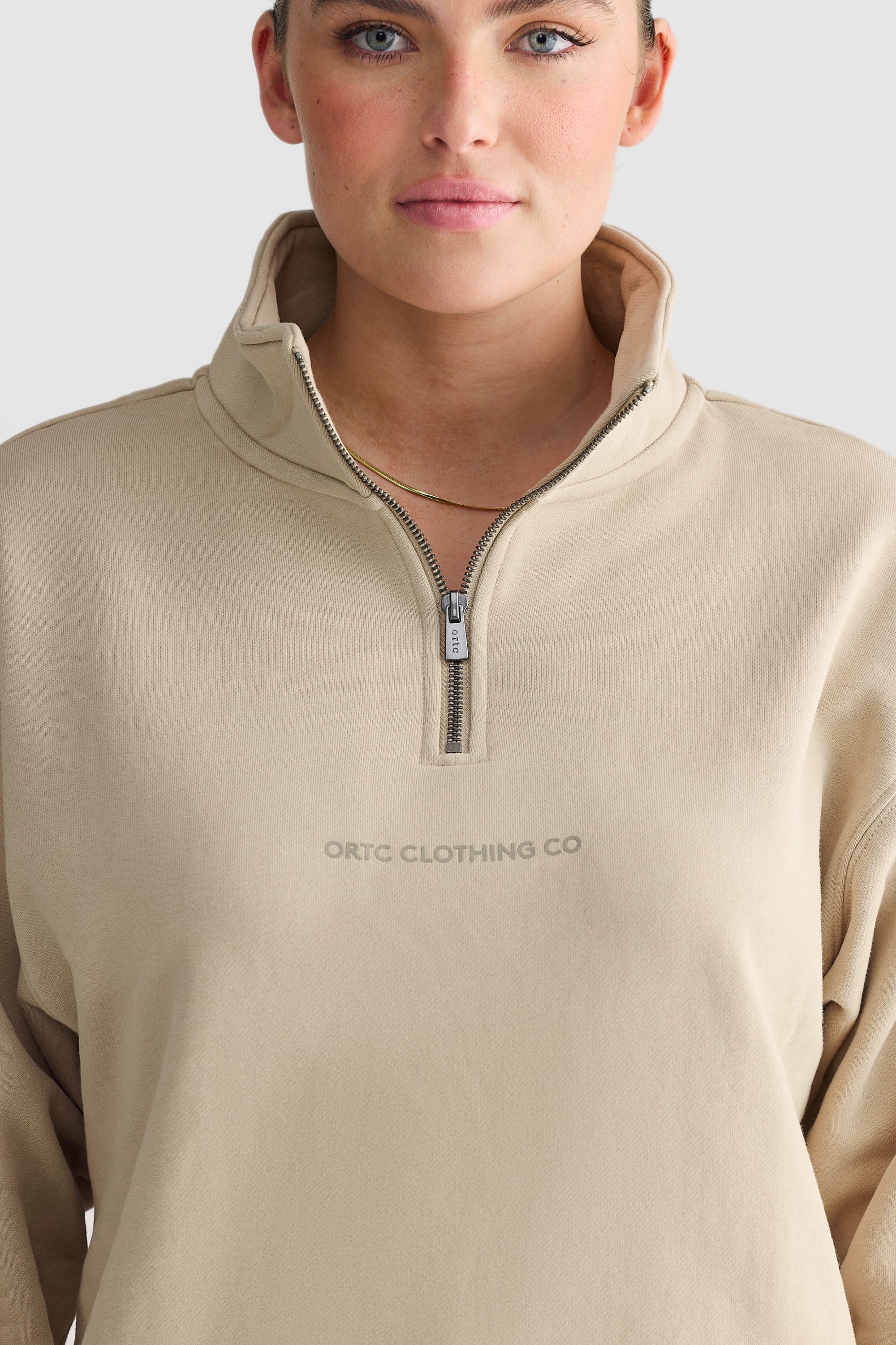 Logo Quarter Zip Taupe - Image 5