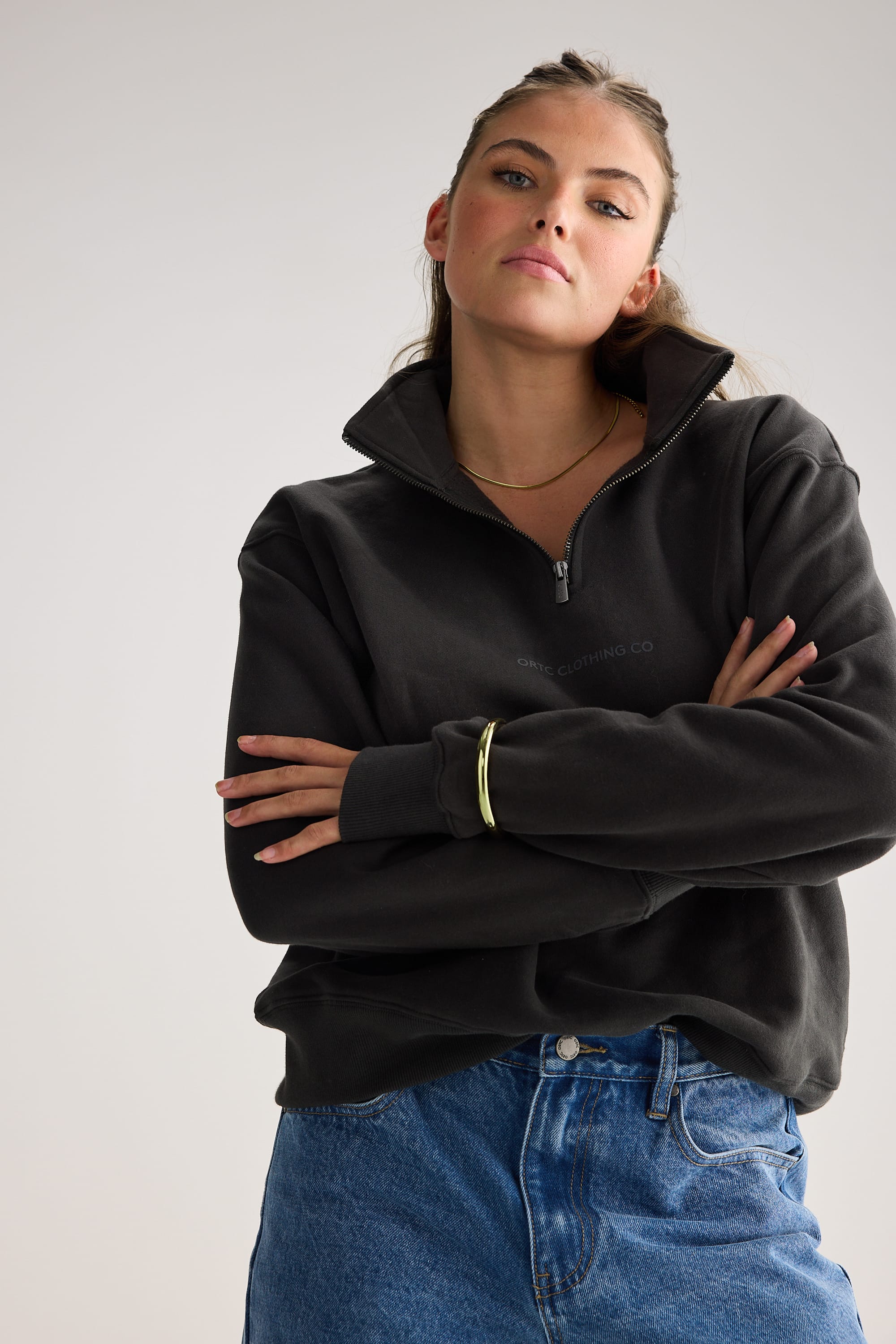 Logo Quarter Zip Washed Black - Image 2